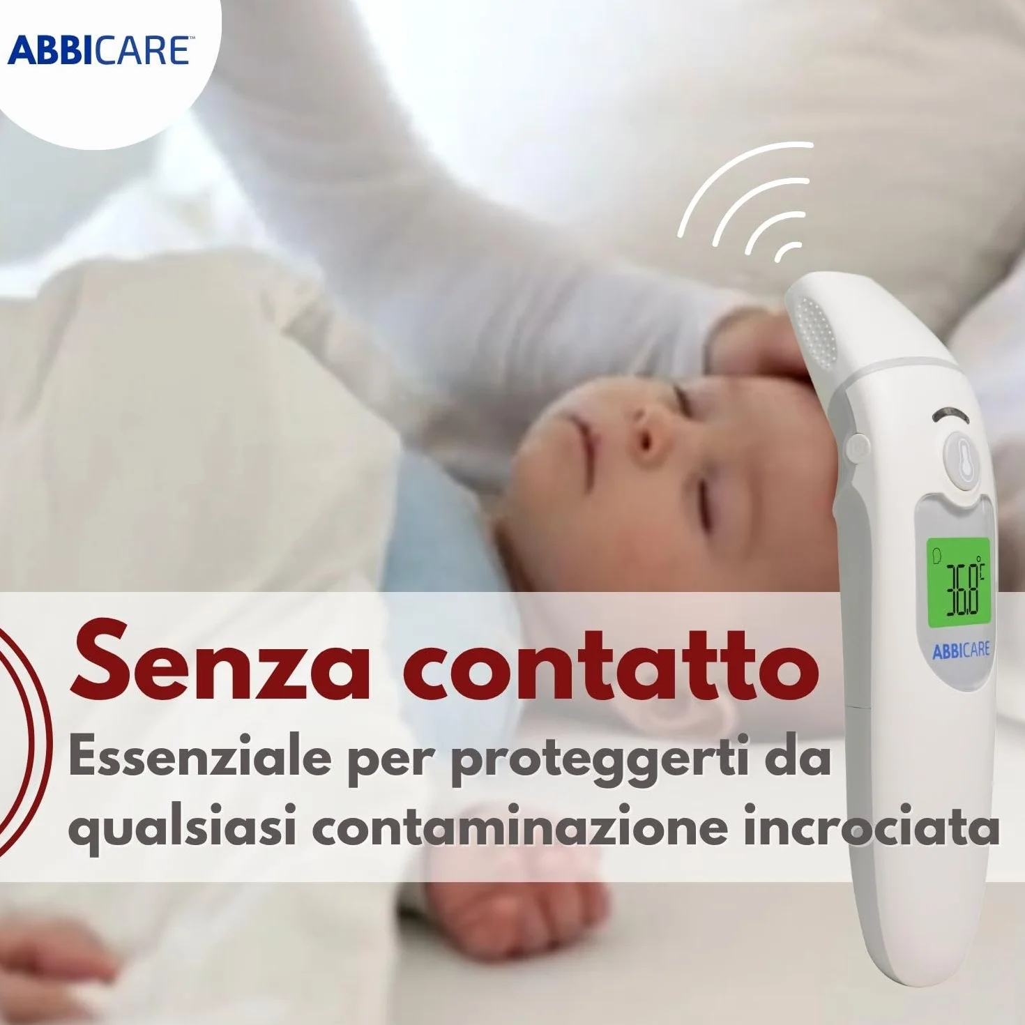 Termometro febbre digitale frontale e auricolare ABBICARE™ infrarossi neonato 1 secondo