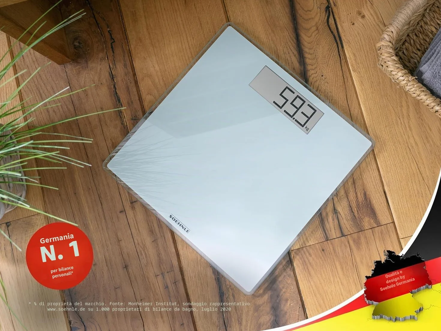 Soehnle Style Sense Comfort 100 Bilancia Pesapersone, LCD, 180kg, Bianca, 35x34.5x3.5 cm
