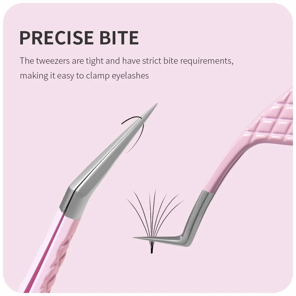 4Pcs Pinzette per Estensioni delle Ciglia Pinzette di Precisione Curve Pinzetta per Ciglia Easy Fan Individuali Ciglia Tweezers Professionisti(F01+02+06+09)