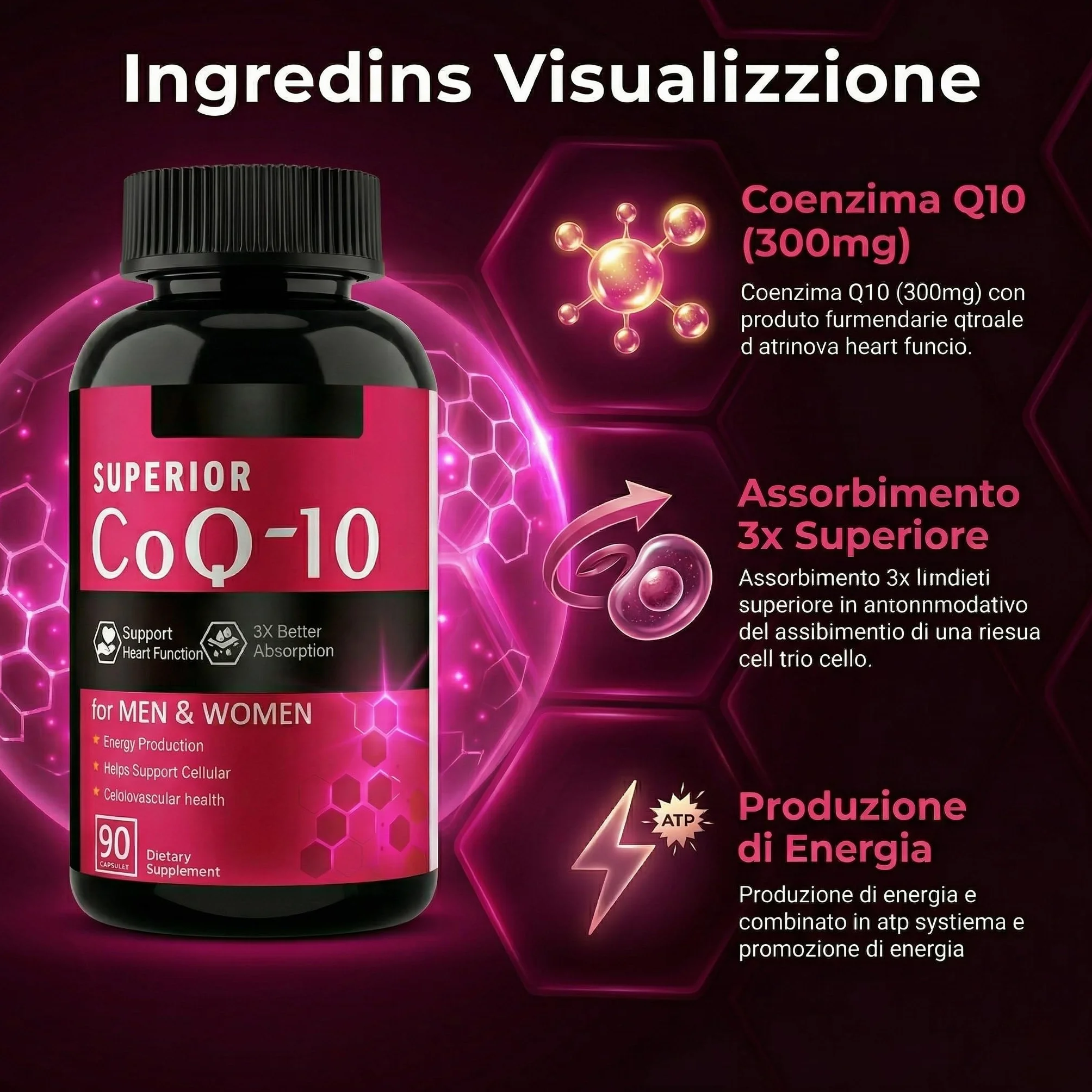 Coenzima Q10 300mg | 90 Capsule Vegane | Alta Assorbibilità