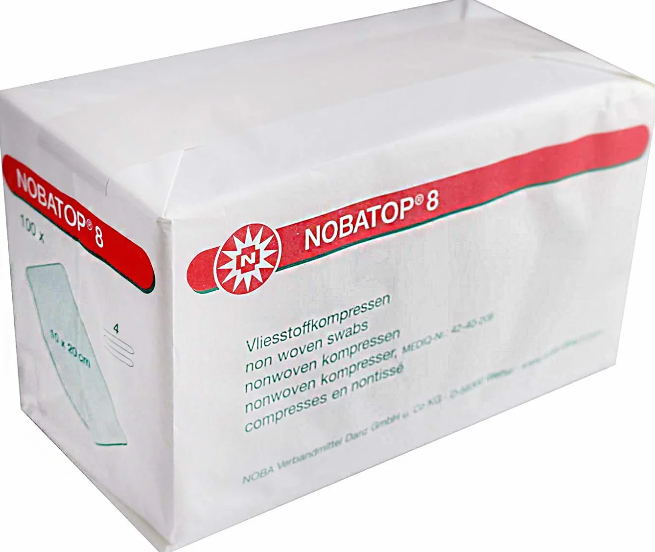 Tessuto non tessuto-compress 100 Pezzo Nobatop 8 non sterile varie grandezze - 10,0 cm x 20,0 cm