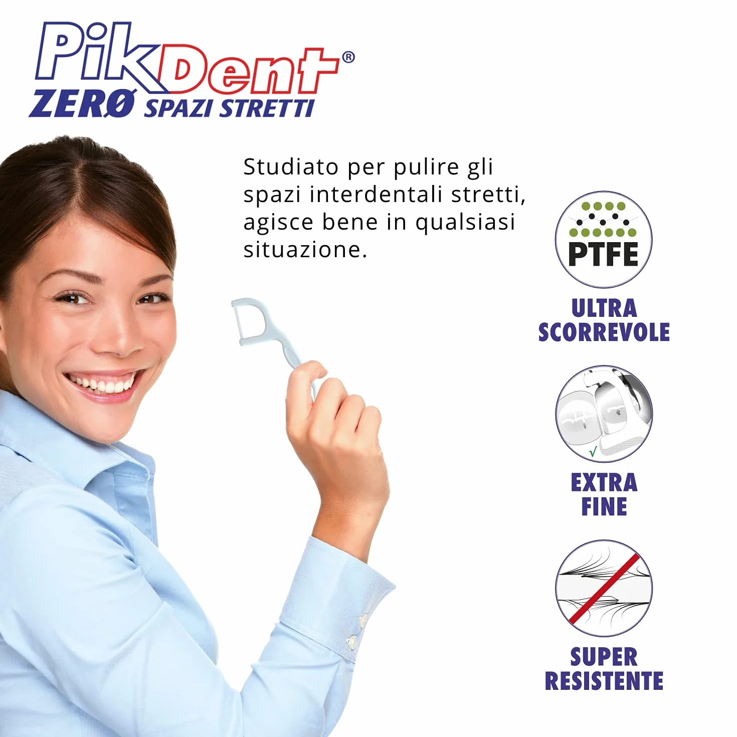 Pikdent Zero Spazi Stretti - Forcelle Interdentali con nastro in PTFE - Comode Come Lo Stuzzicadenti, Efficaci Come il Filo Interdentale - 30 Forcelle