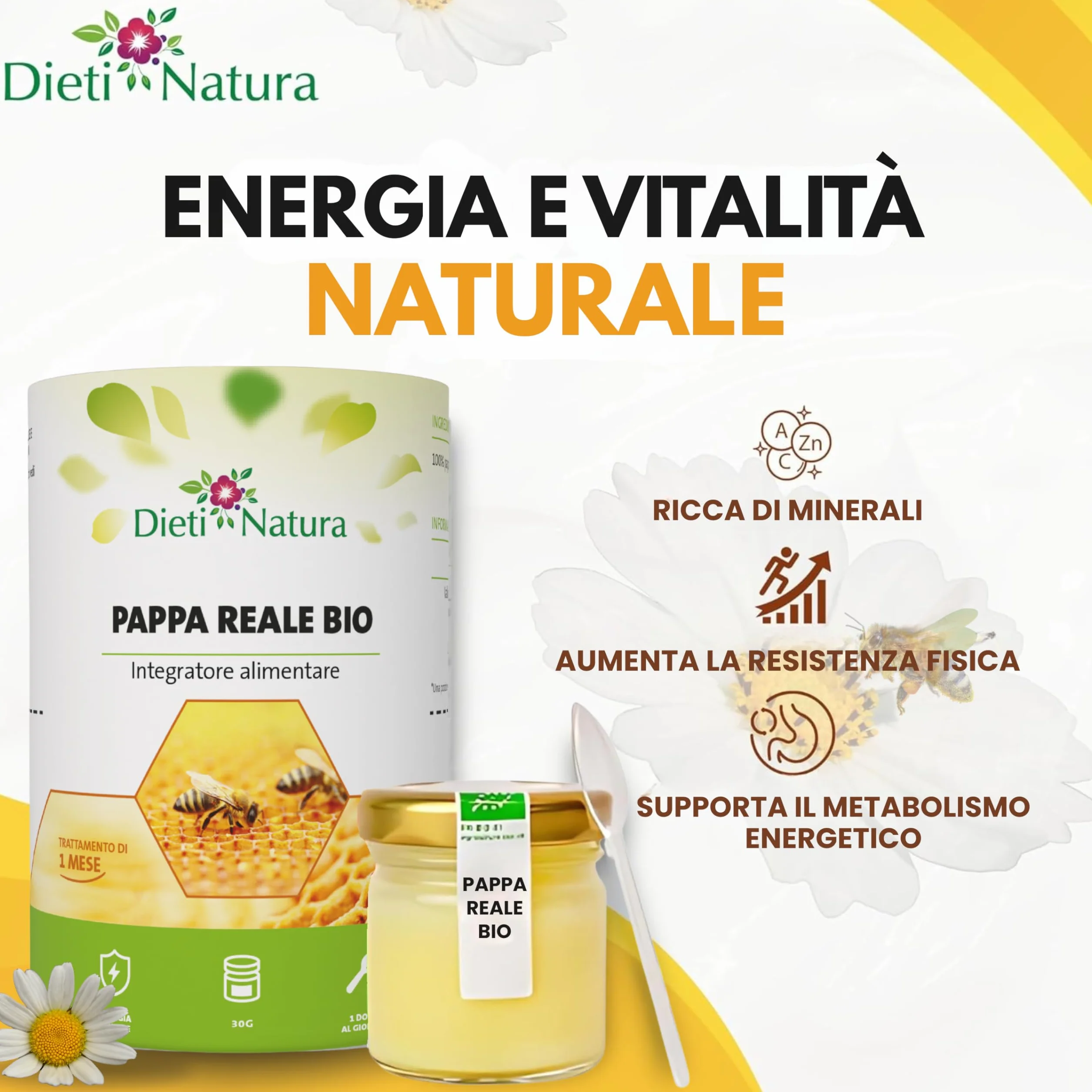 Pappa Reale Fresca BIO 30 g 3 Vasetti – Pappa Reale Pura con Vitamine, Oligoelementi e Minerali