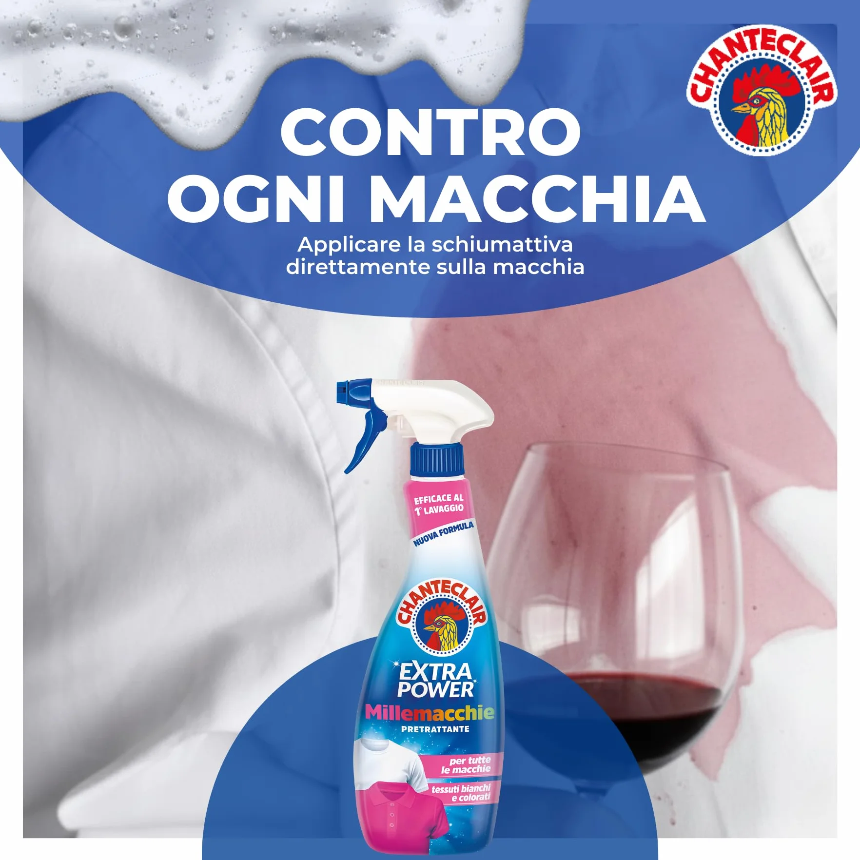 Chanteclair Millemacchie Extra Power, Smacchiatore Contro le Macchie più Frequenti, 500ml