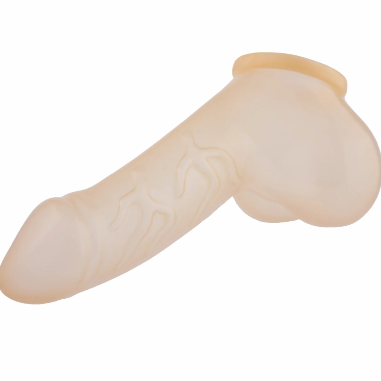 lattice guaina pene Danny semi trasparente Lunghezza del pozzo: 11,5 cm - Penis sleeve con scroto e glande marcato