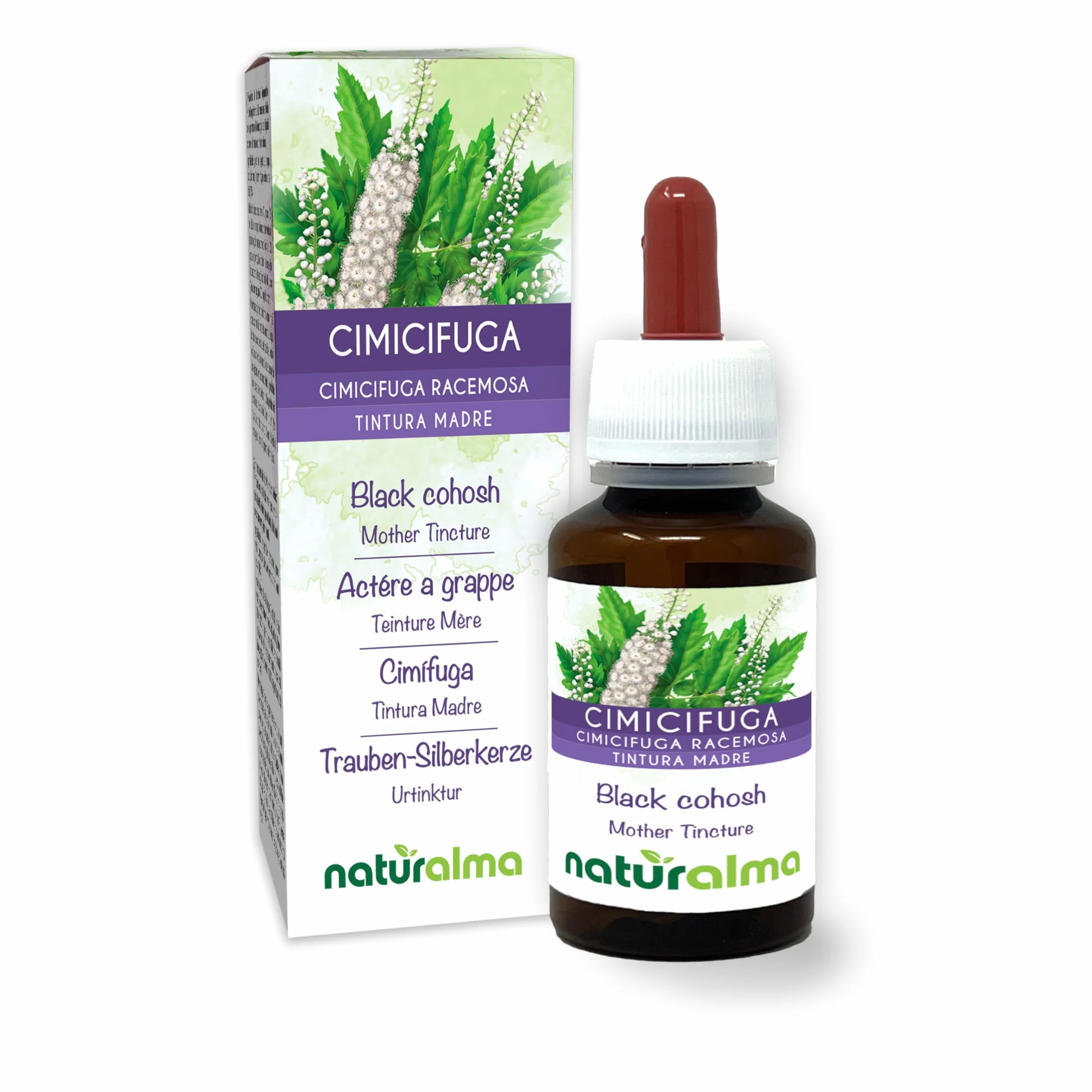 Cimicifuga racemosa Tintura Madre analcoolica Naturalma - Estratto liquido gocce 60 ml - Integratore alimentare Vegano