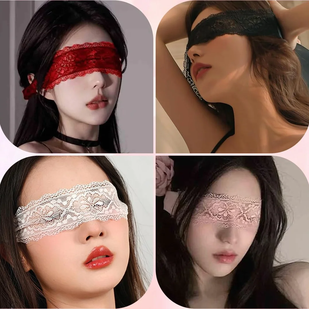 Mascherine per Occhi 4 Pezzi Maschera Dormire Morbide Pizzo Coppie