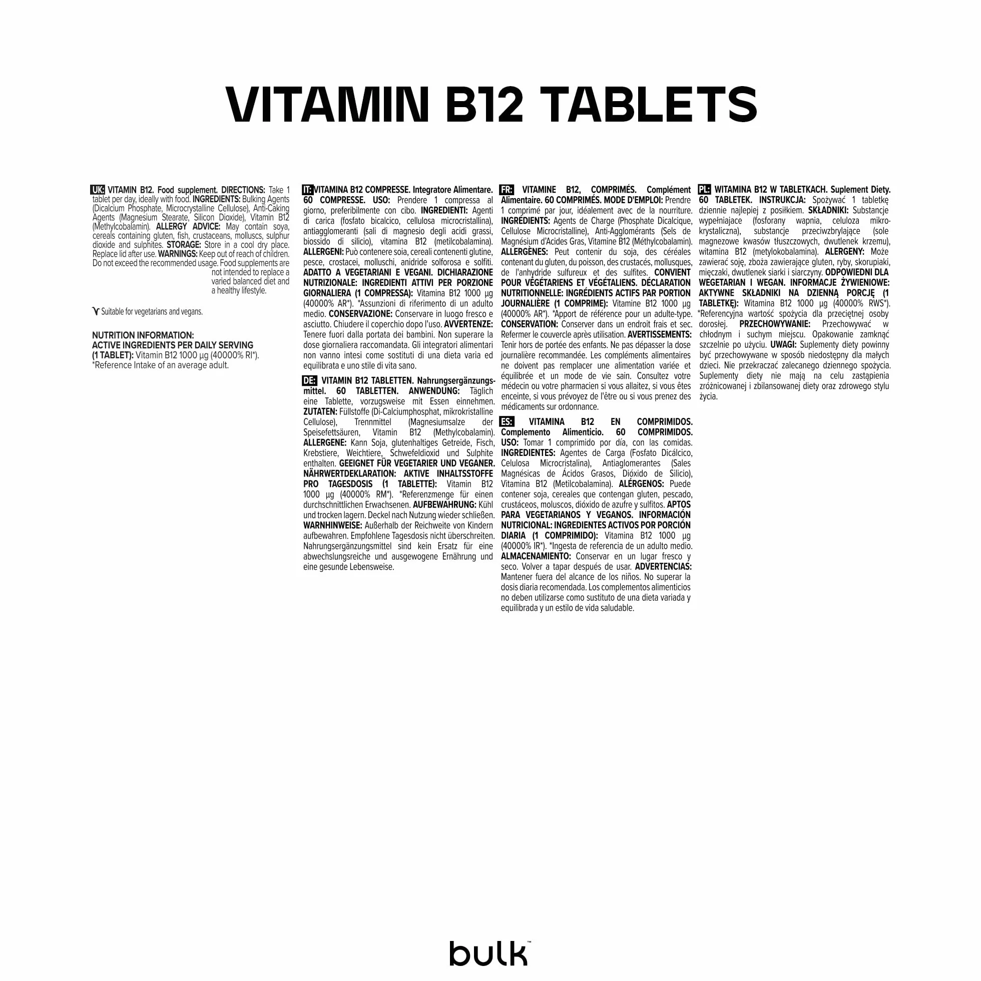Vitamina B12 Compresse 1000 mcg 60 porzioni