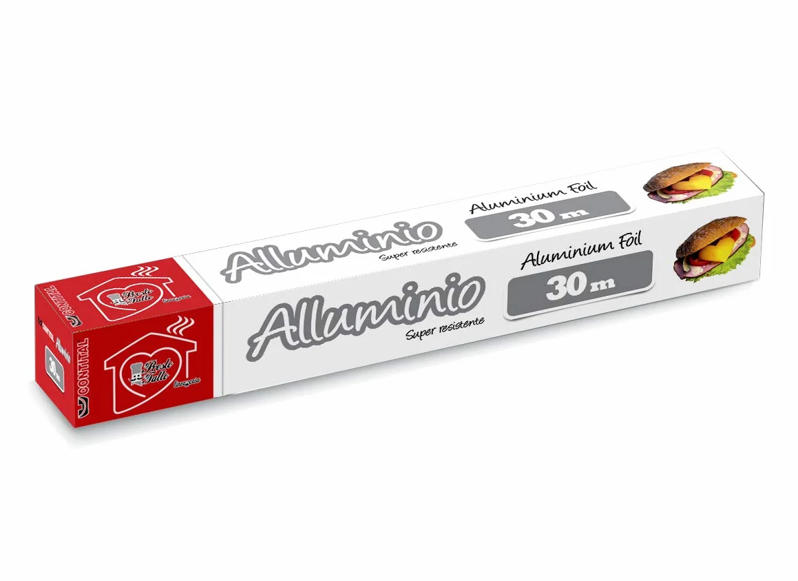 CONTITAL Rotolo Alluminio per Alimenti | 28 cm x 30 mt | Accessori Cucina Indispensabili, Carta Stagnola Alimenti, Pratica per Cucina e Conservazione - Con Astuccio