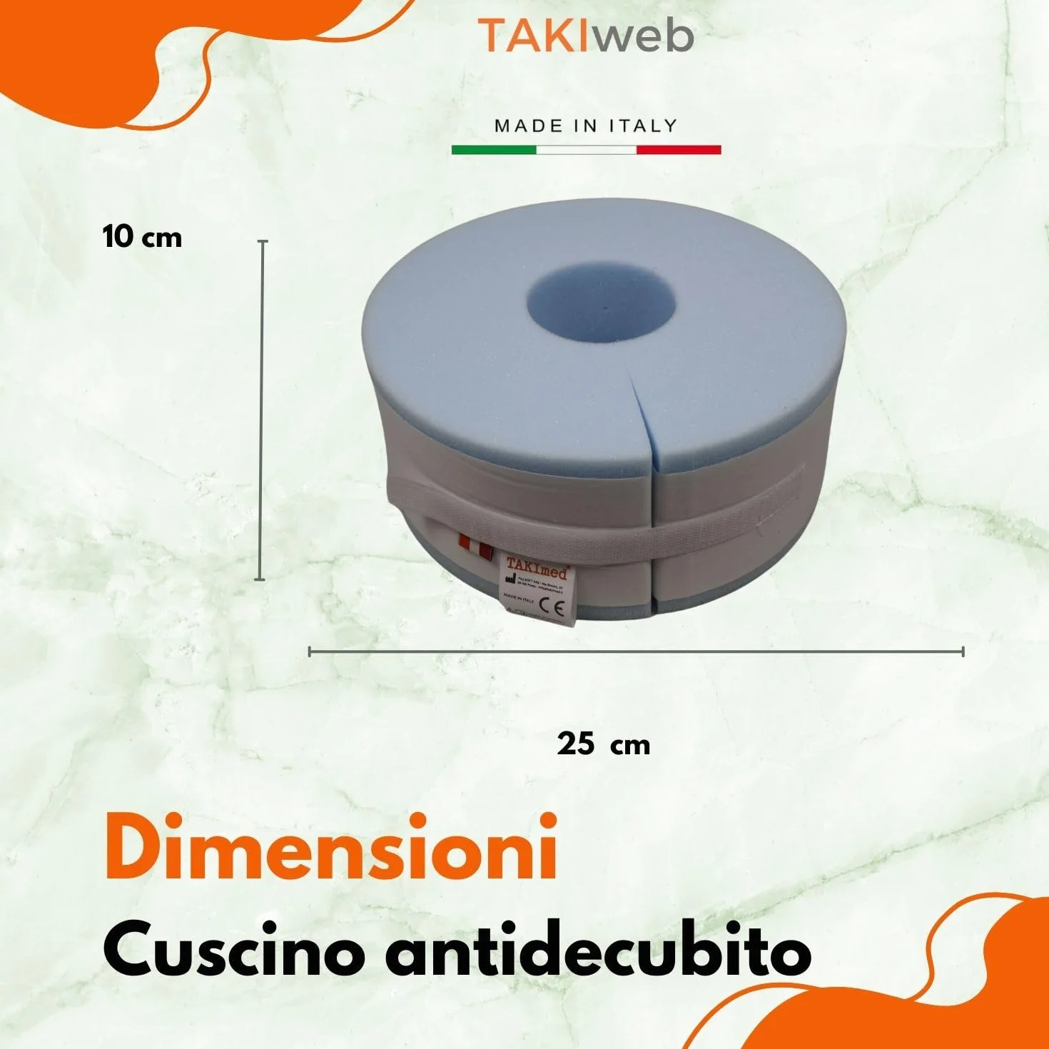 TAKImed,Talloniera, Polsiera Antidecubito, Antidecubito Per Sollevamento Talloni e Per L'elevazione Del Polso,Per L'elevazione Del Tallone Alla Caviglia Cuneo. Schiuma in puleuretano espanso.