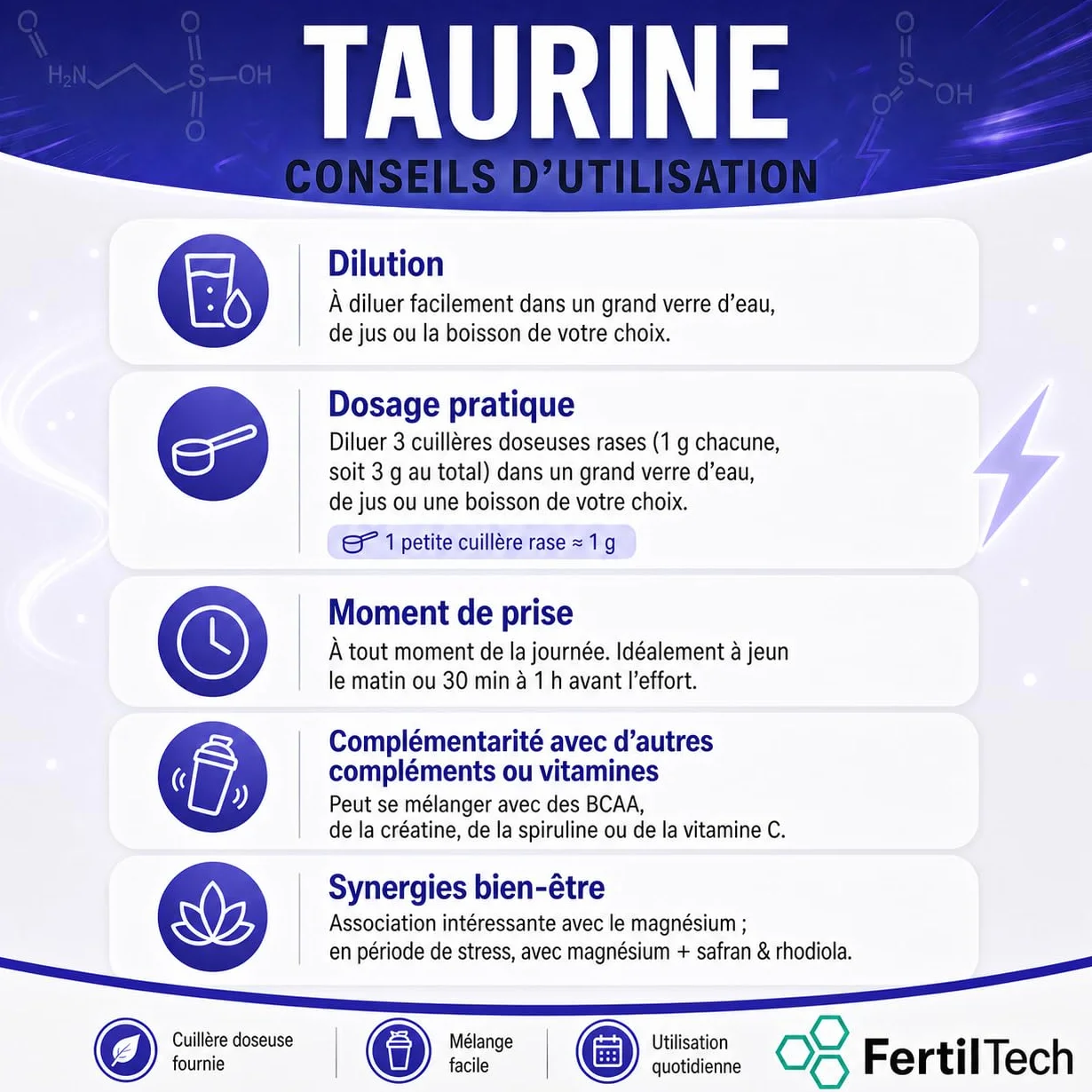 Taurina in Polvere 1,2 kg - Purezza ≥ 99,8% - Integratore alimentare Vegano