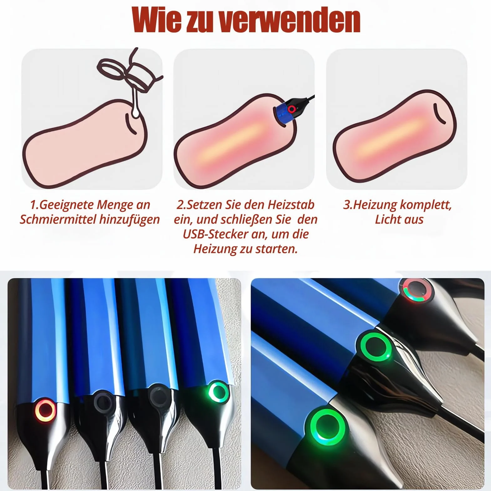 SXOVO Stelo riscaldante elettrico per sex toy e masturbatori elettrici - Riscaldamento rapido, controllo automatico della temperatura con ricarica USB. Ideale per uomini, donne e coppie