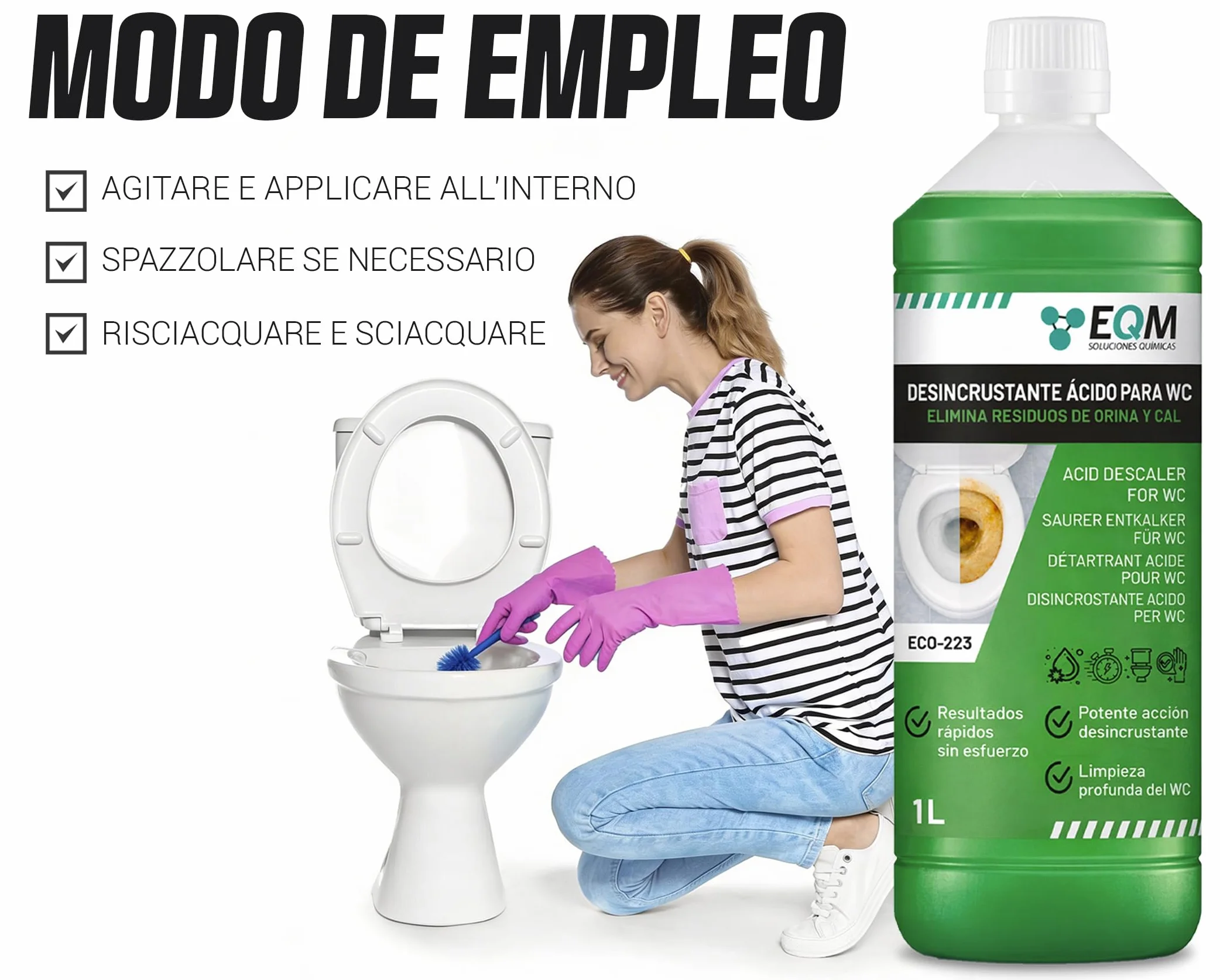 EQM Disincrostante WC Acido 1 L - Anticalcare Potente per Sanitari
