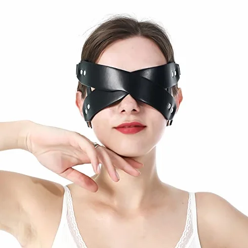 Sex Maschera BDSM w Pelle Black Blind Fold Sex Toys dla Par Extreme Fetish Bondage