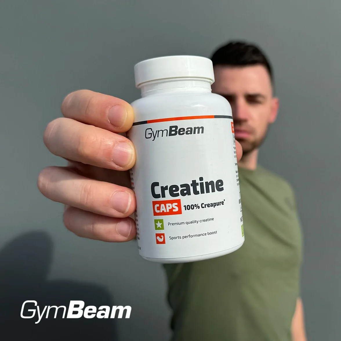 GymBeam Creatina Monoidrato Capsule Creapure® per prestazioni fisiche atleti resistenza sport squadra