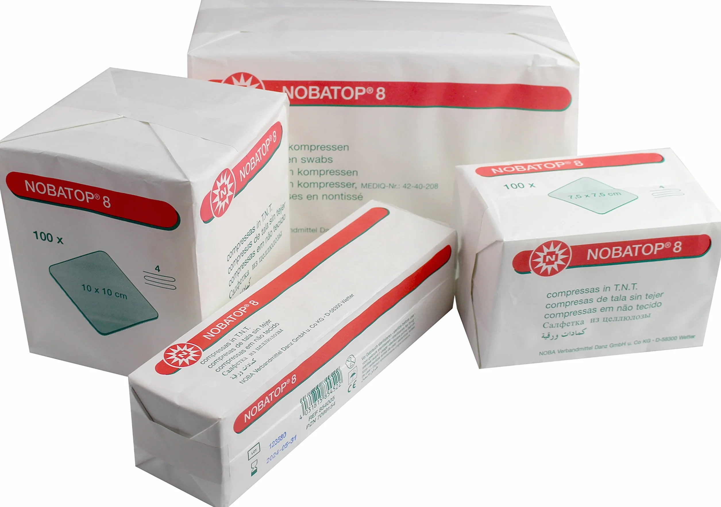Tessuto non tessuto-compress 100 Pezzo Nobatop 8 non sterile varie grandezze - 10,0 cm x 20,0 cm