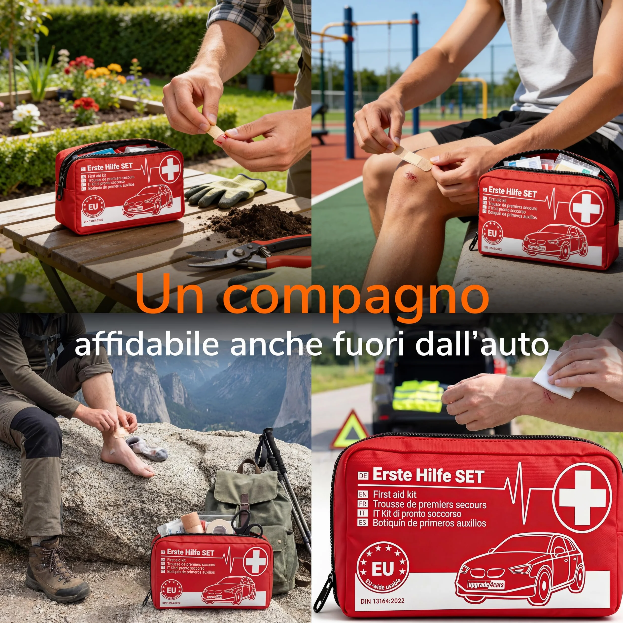 Kit di Primo Soccorso Auto 2026 DIN 13164 Set Valido in Tutta Europa Borsa di Medicazione