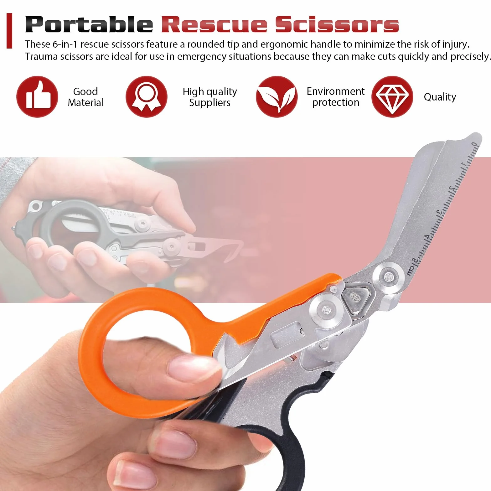 Forbici Emergenza Pieghevoli Multifunzione 6 In 1 Raptor Multitool Pinze Soccorso