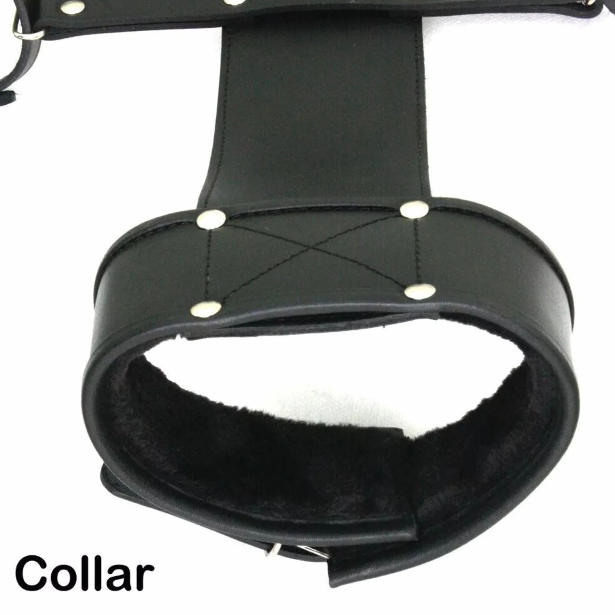 Set Restraints con Collare Regolabile Polsini da Polso e Gomito Catena in Pelle Resistente Nero