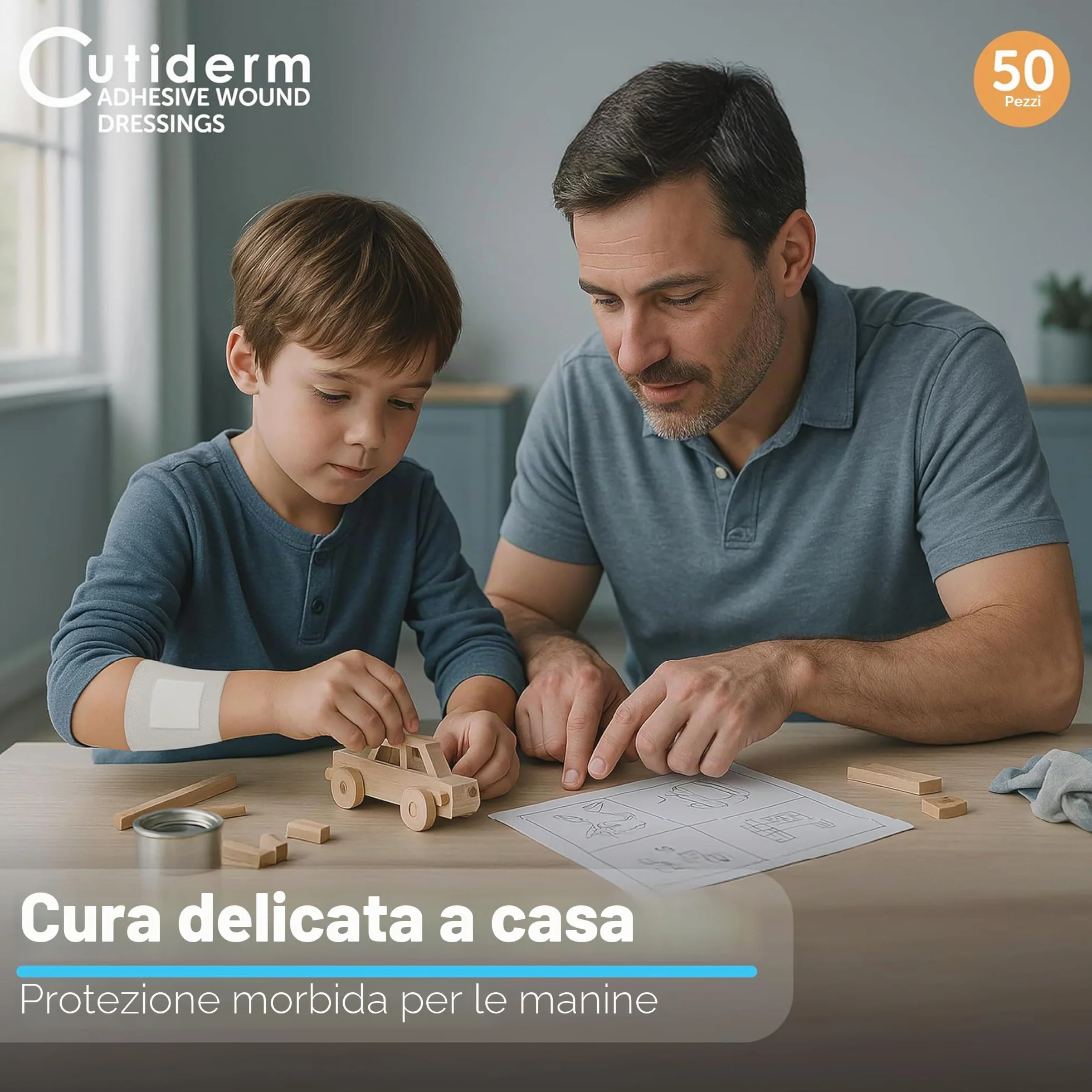 Cutiderm Medicazione adesiva sterile 10 cm x 10 cm, confezione da 50