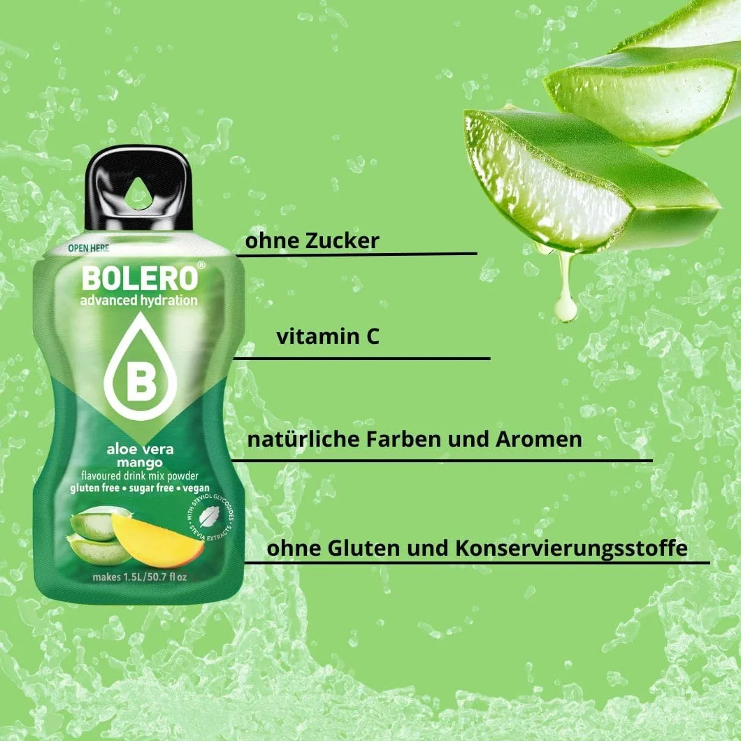 Bolero ALOE VERA MIX 24x9g Saftpulver ohne Zucker, gesüßt mit Stevia + Vitamin C, glutenfrei veganfreundlich