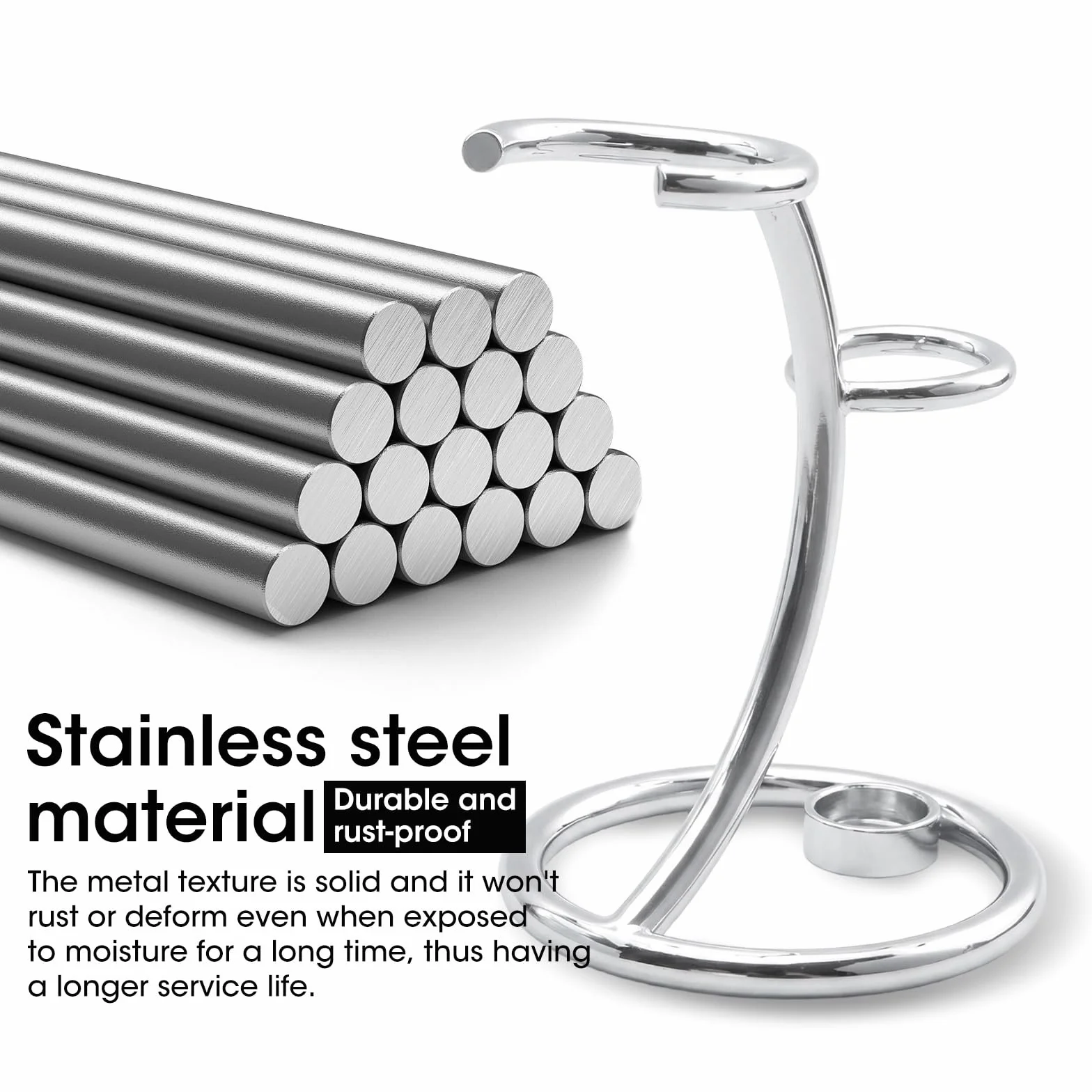 2 in 1 Supporto per Pennello da Rasoio In Acciaio Inox Portatile Supporto per Pennello da Barba Supporto per Rasoio e Pennello da Rasatura per Uomo Domestico e in Viaggio Argento