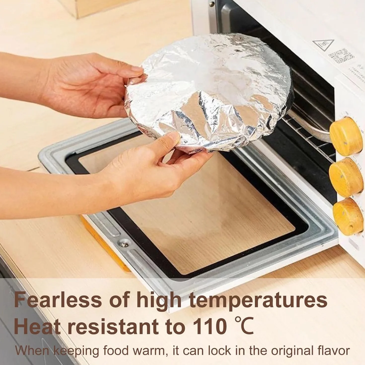 Sacchetti Alluminio per Alimenti 100PCS Copri Cibo Pellicola con Gomma Elastica Riutilizzabili Argento 22cm