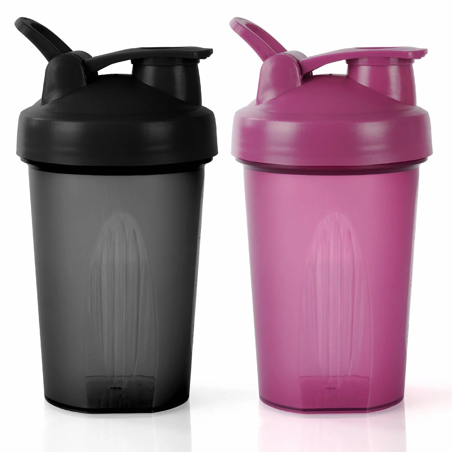 Protein Shaker, 2PCS Shaker Proteico 400 ML, Bottiglia per Shaker con Tappo a Vite e Sfera di Miscelazione, Borraccia Palestra a Prova di Perdite con Maniglia, per Frullati Proteici, Senza BPA