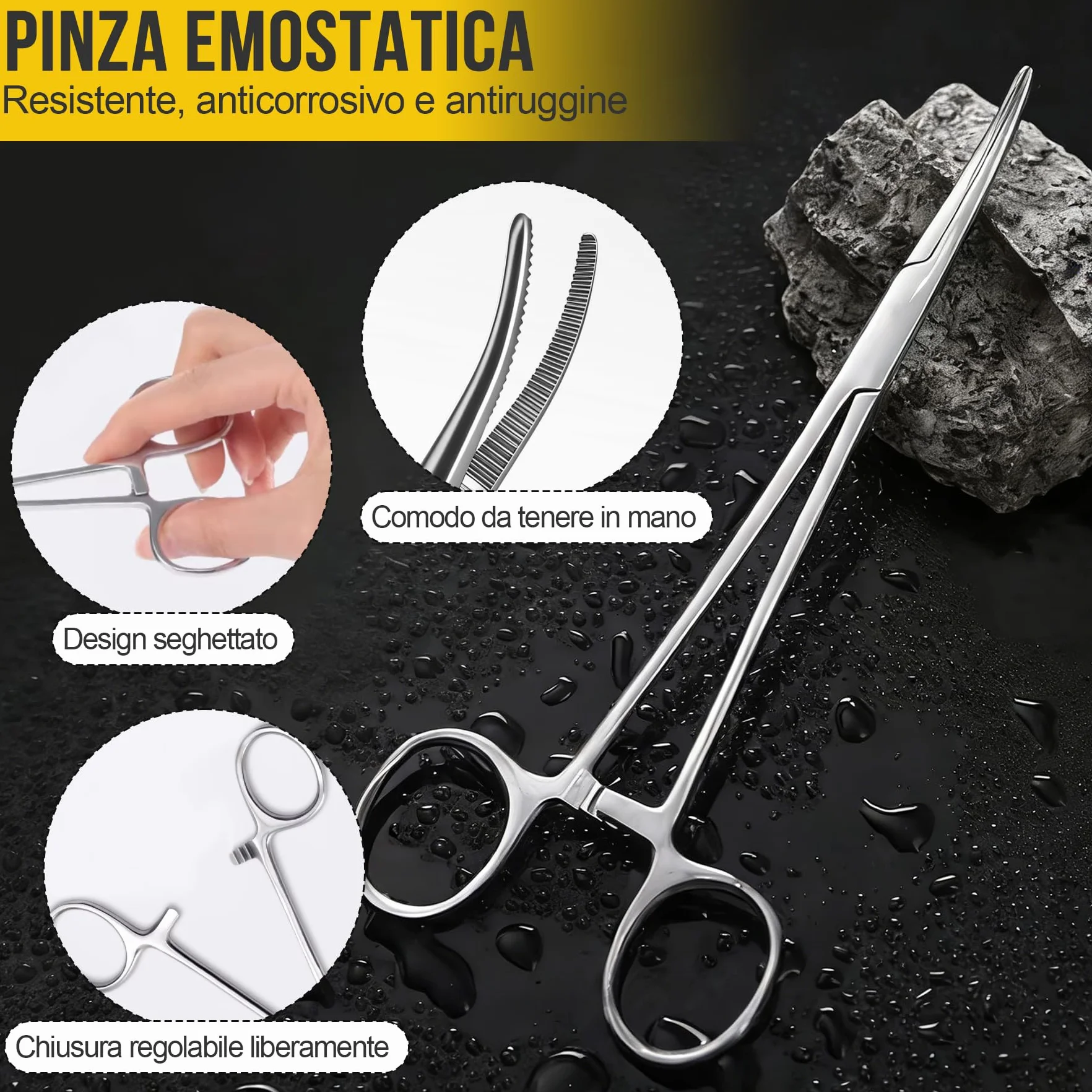 2 Pezzi Pinze Emostatiche in Acciaio Inox, Pinza Curva e Diritta 12,5cm, Morsetti di Precisione per Pulizia Orecchie Animali Domestici, Grooming Cani e Gatti, Pesca e Hobby