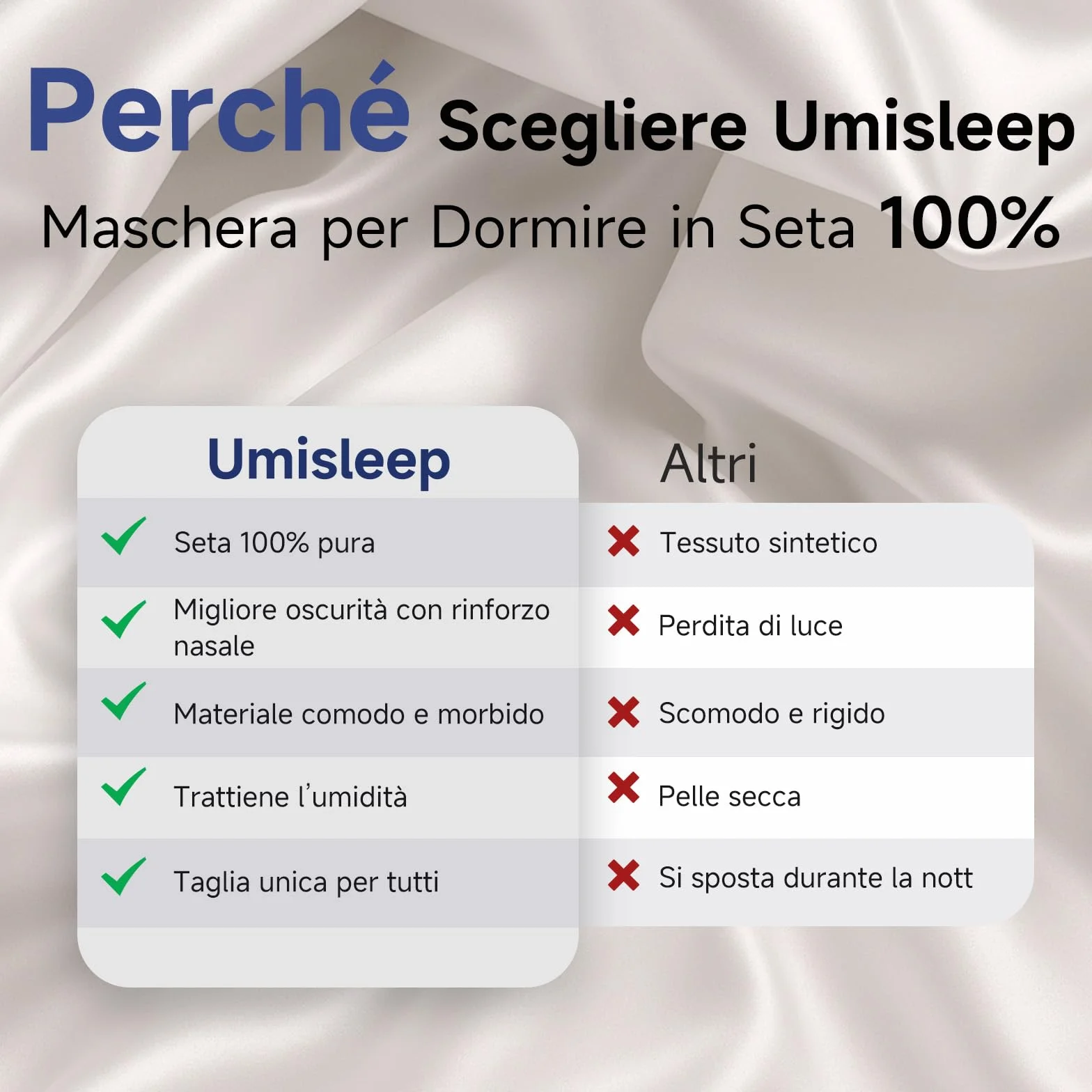 Umisleep 100% pura seta maschera, 22 momme 6A, morbida e liscia, traspirante, per donne e uomini, migliore tenuta della luce, con custodia da viaggio, Maschera per gli occhi regolabile (Rosa)