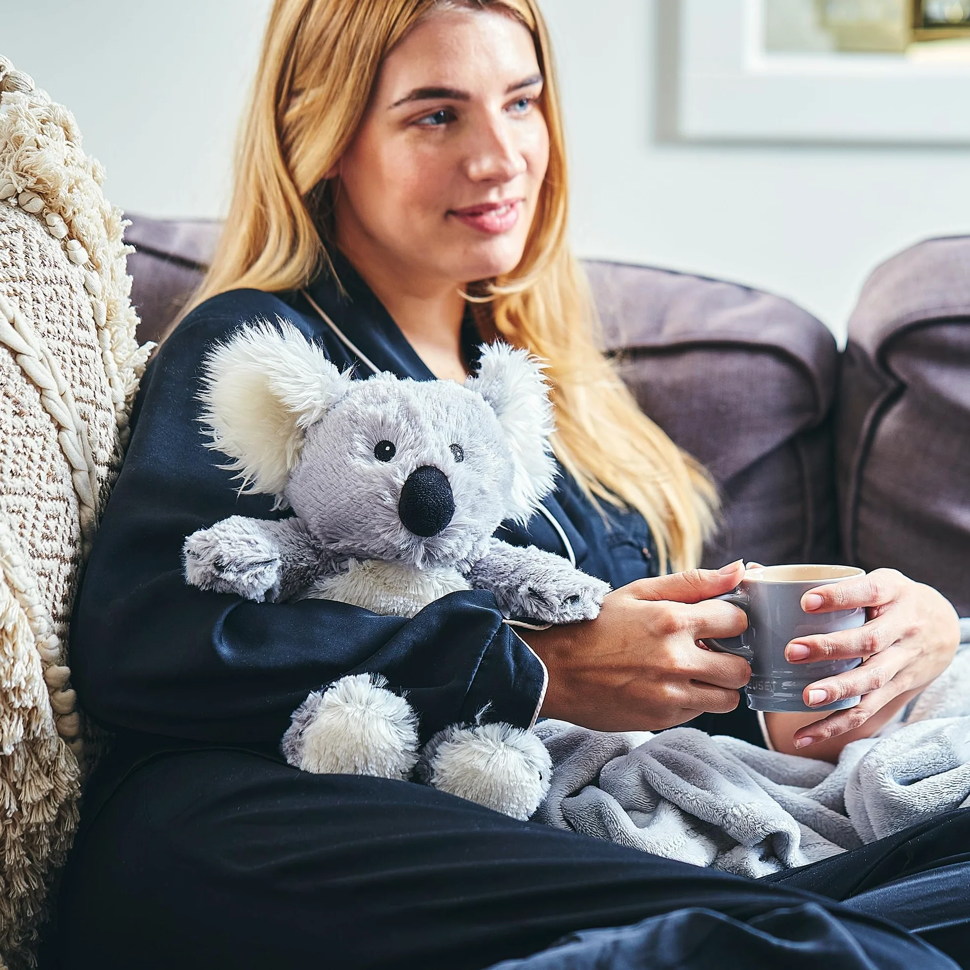 Warmies Cuscino termico Koala in peluche, riscaldabile al microonde, caldo o freddo, morbido peluche al profumo di lavanda francese, soffice e soffice cuscino termico