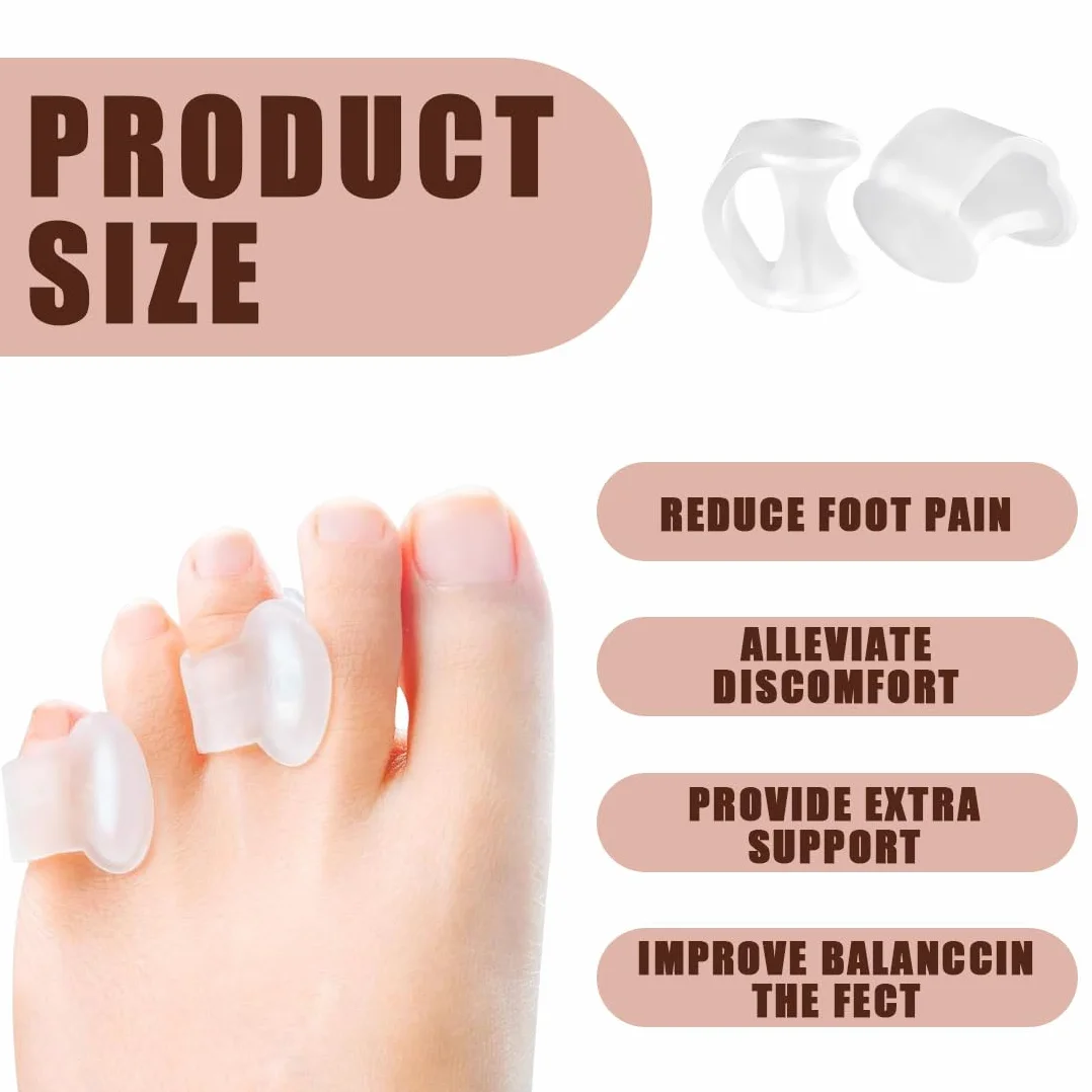 Gel Toe Separator Pinky Toe Spacers Separatore Dita Piede trasparente confezione da 12