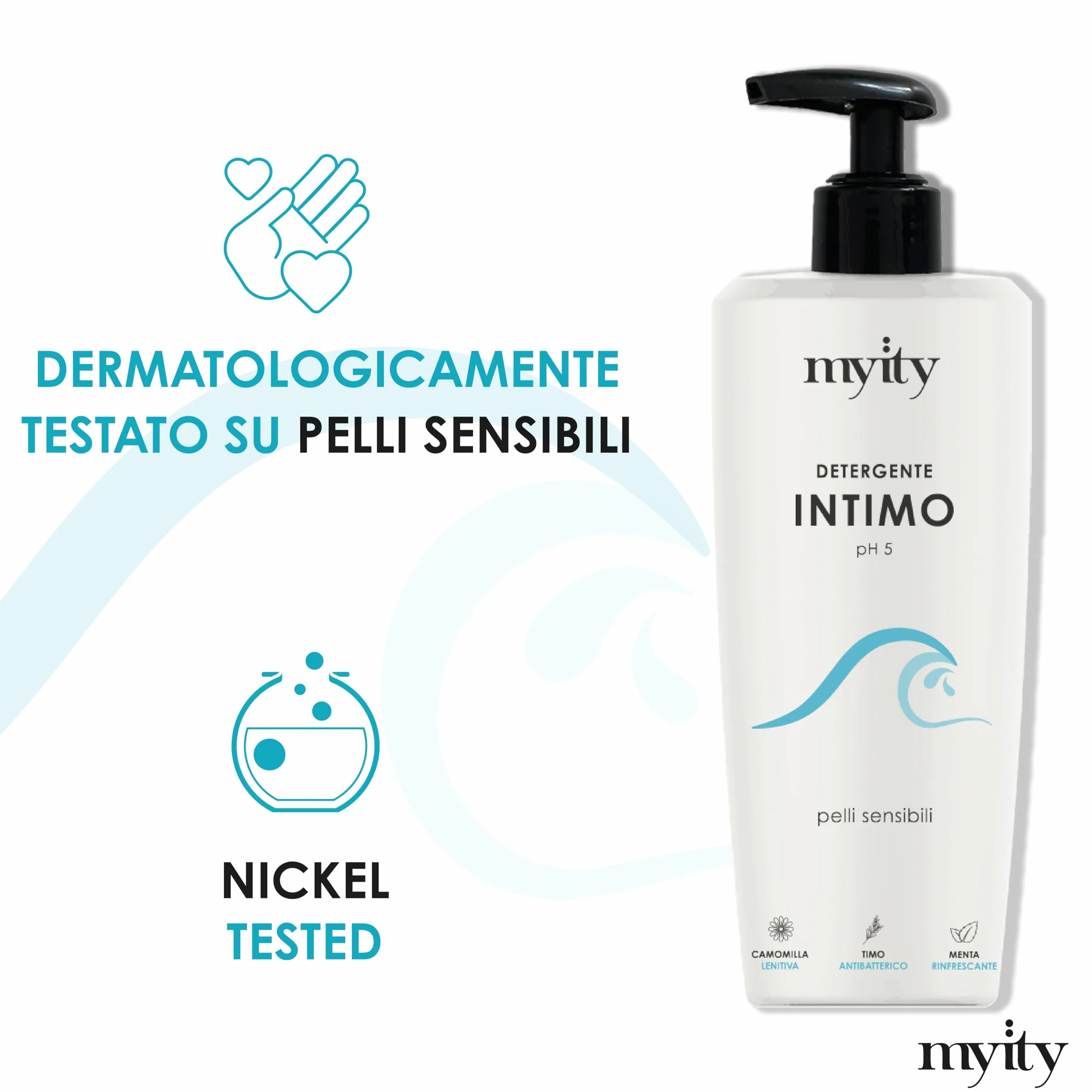 Detergente Intimo Myity pH 5 per Pelli Sensibili - Antibatterico, Rinfrescante, Senza Profumo, Vegano