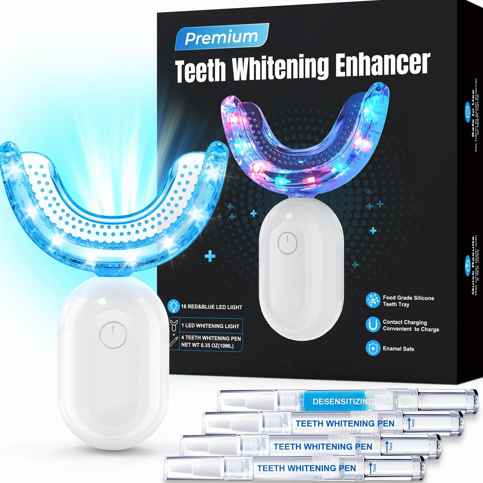 Kit Sbiancante Denti Professionale Sbiancamento Denti - TeethBliss kit sbiancante denti con Lampada LED 32X Elimina le Macchie 3 Gel Sbiancante Denti Sicuro per lo Smalto
