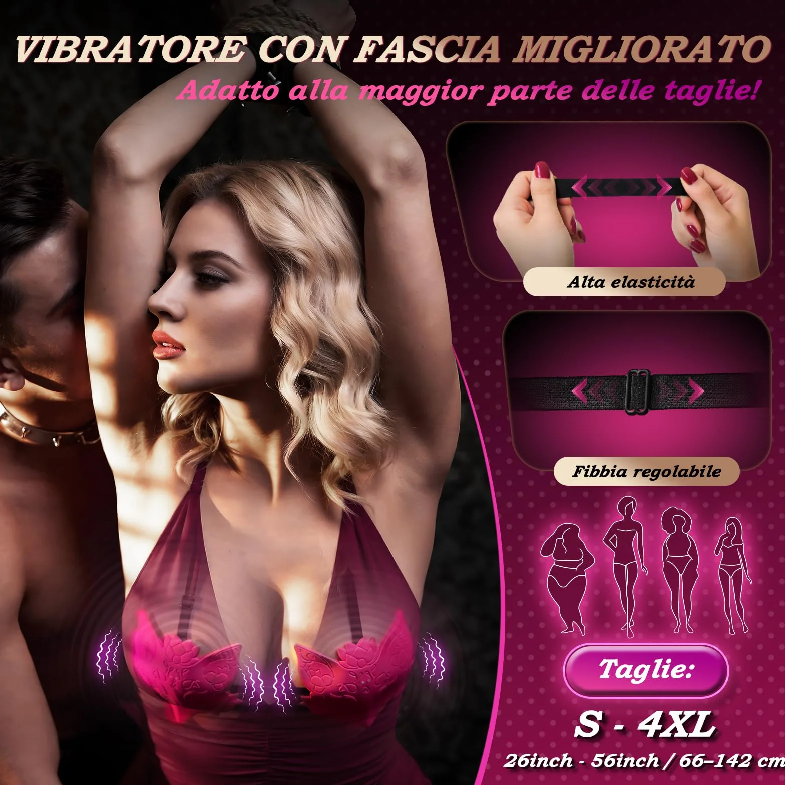 Pinze Capezzoli Vibratore Clitoride per Donna - Multifunzione Cerotto Vibrante per Capezzoli con Cinturino Regolabile e 10 Modalità di Vibrazione, Sex Toys Coppia Vibratori, Vibratore con Telecomando