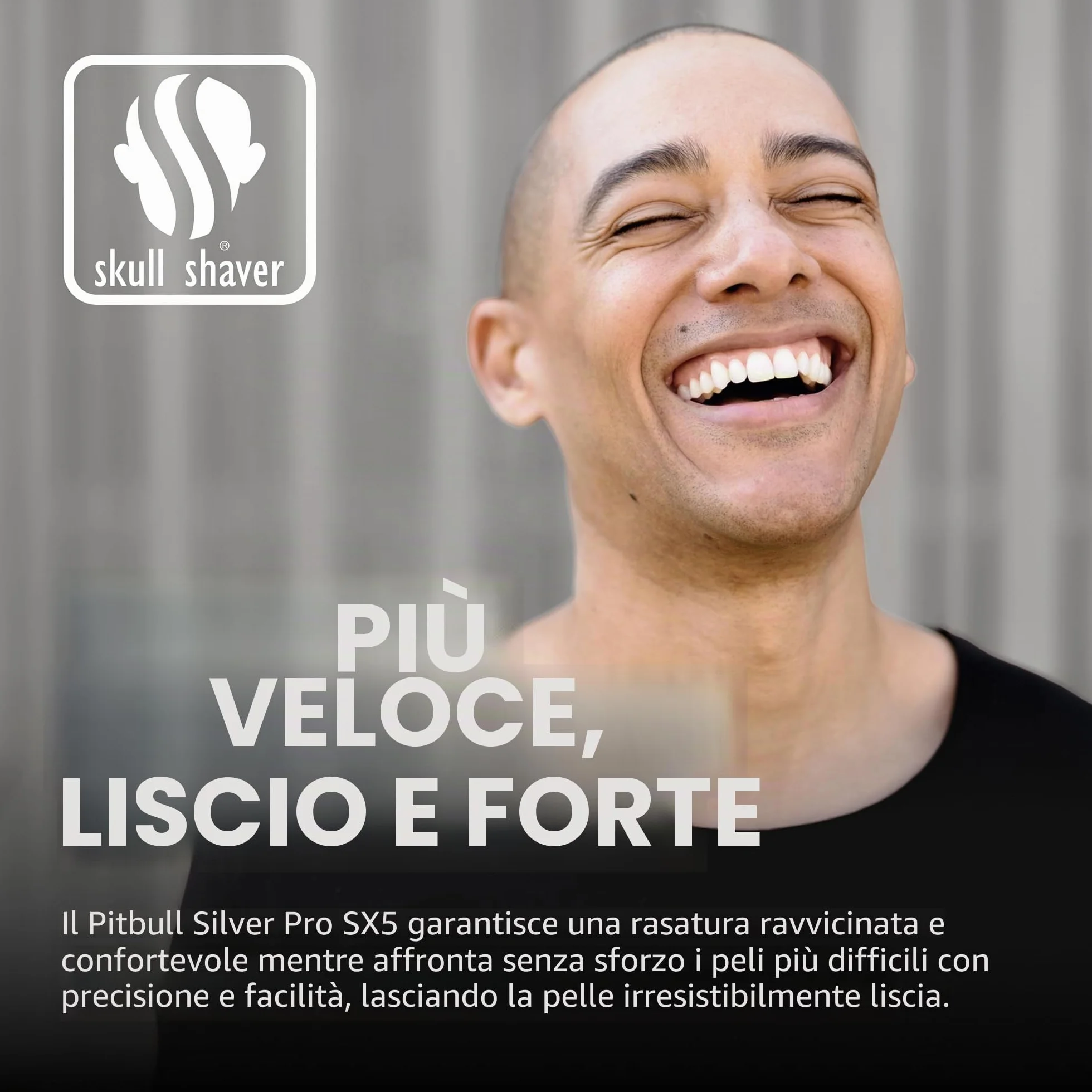 Skull Shaver Pitbull Silver Pro SX5 Rasoio Elettrico Uomo Wet&Dry Senza Fili Resistente all'Acqua