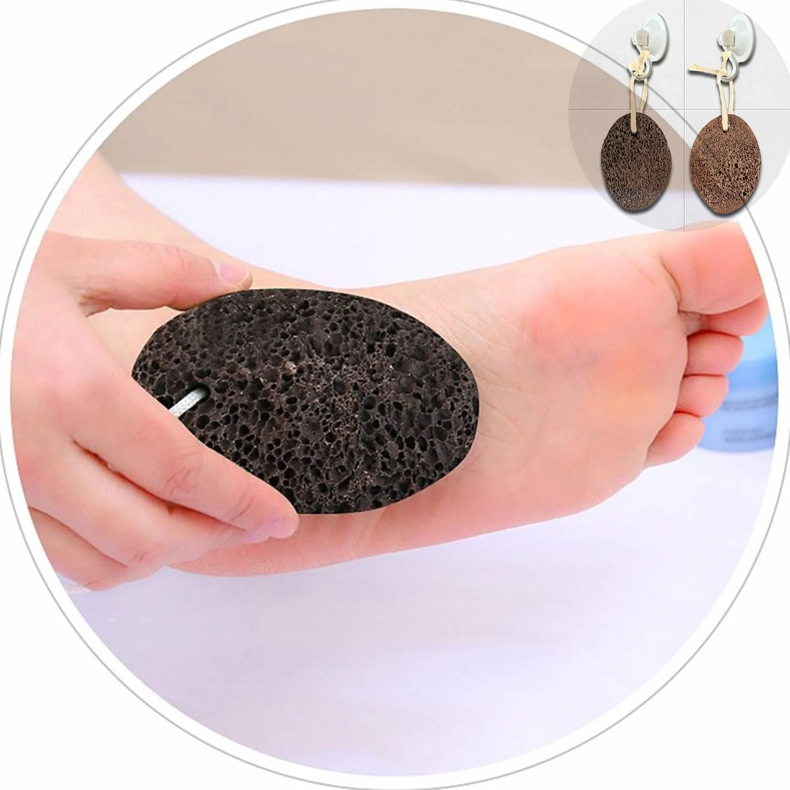 PHOGARY Pietra Pomice Naturale 1 Pezzi Cura del Piede Rimozione Calli e Peeling Piedi Esfoliazione Pelle Morta Nero