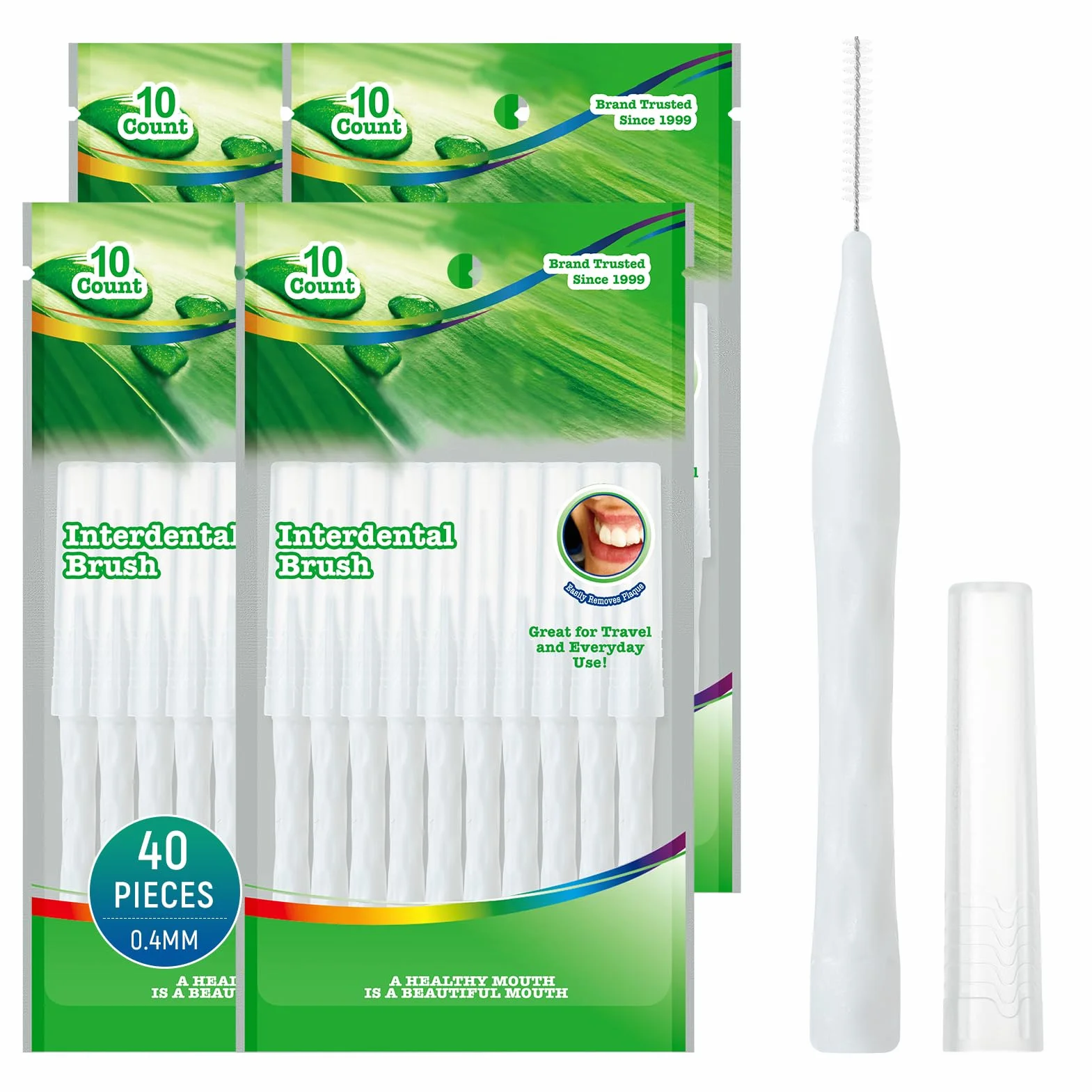 40 Pezzi Scovolini Interdentali,0,4 MM,Pulizia Interdentale, Rimozione Placca Interdentale per Spazi Stretti
