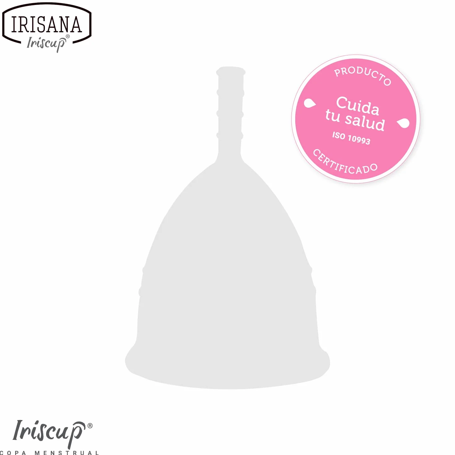 Irisana - Coppetta Mestruale - Confezione da 2 Unità - Taglia L - Rosa e Trasparente - 9 x 6 x 10 cm - Silicone Chirurgico - Compatibile con IUD - Modello Iriscup