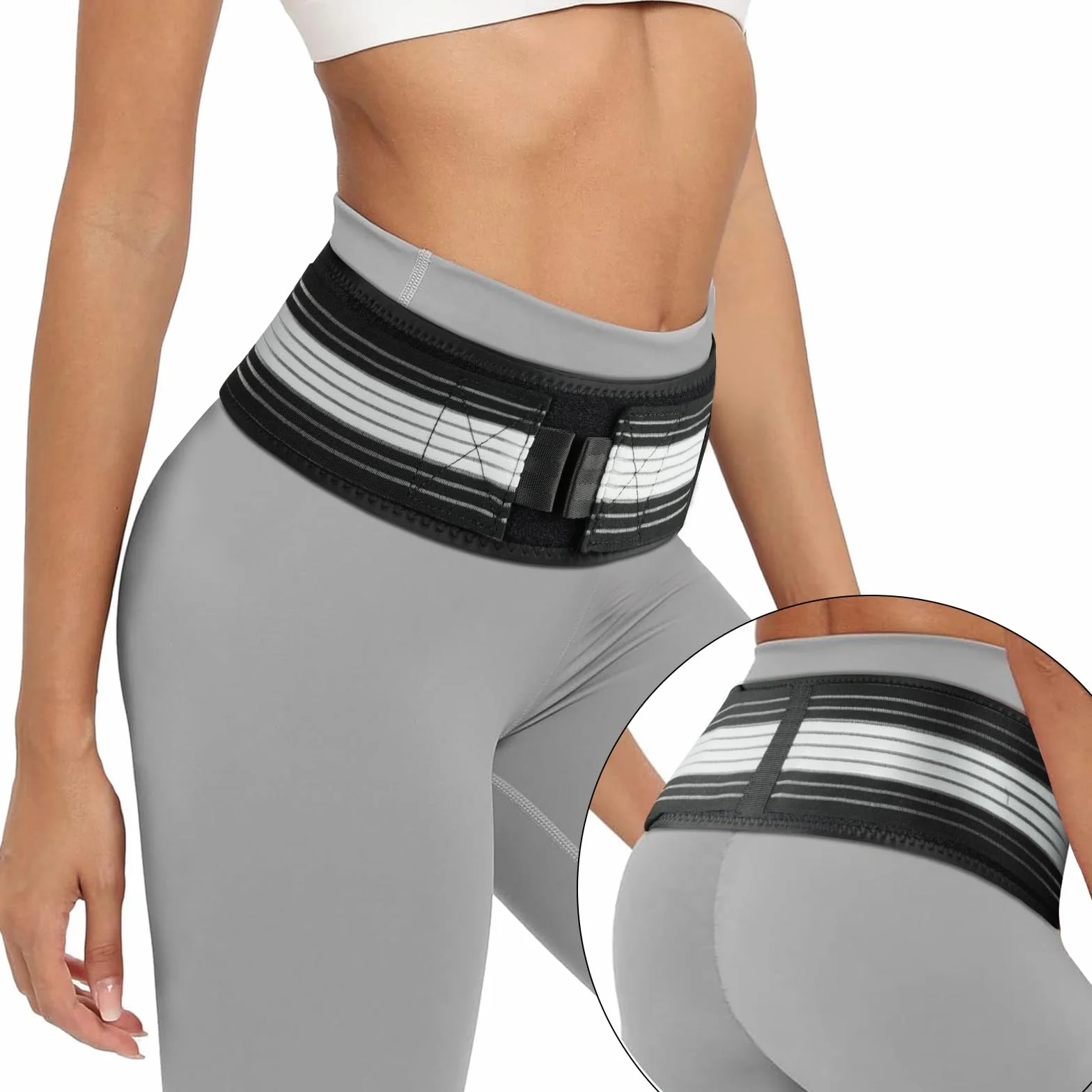 Cintura Sacroiliaca, Elastica Fascia di Supporto Sacro Iliaco, Regolabile Cintura di Compressione Della Vita, Cintura per Sciatica per Alleviare il Mal di Schiena e la Sciatica per Uomo e Donna