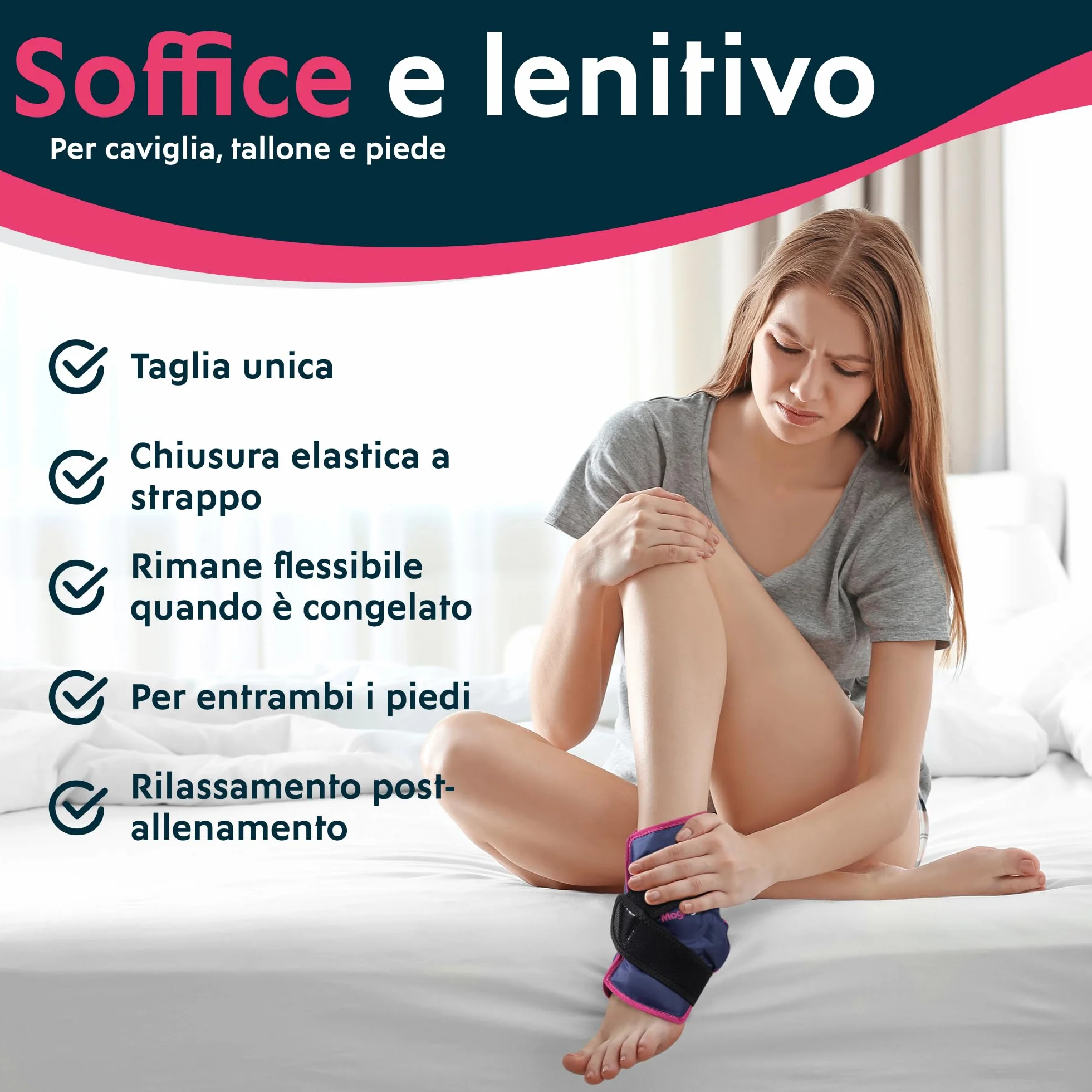Magic Gel Cavigliera Ghiaccio Gel Riutilizzabile - Fascia Ghiaccio per Caviglia - Fascia per Ginocchio Polso Gomito - Impacco Freddo da Freezer - Compressione Morbida e Flessibile