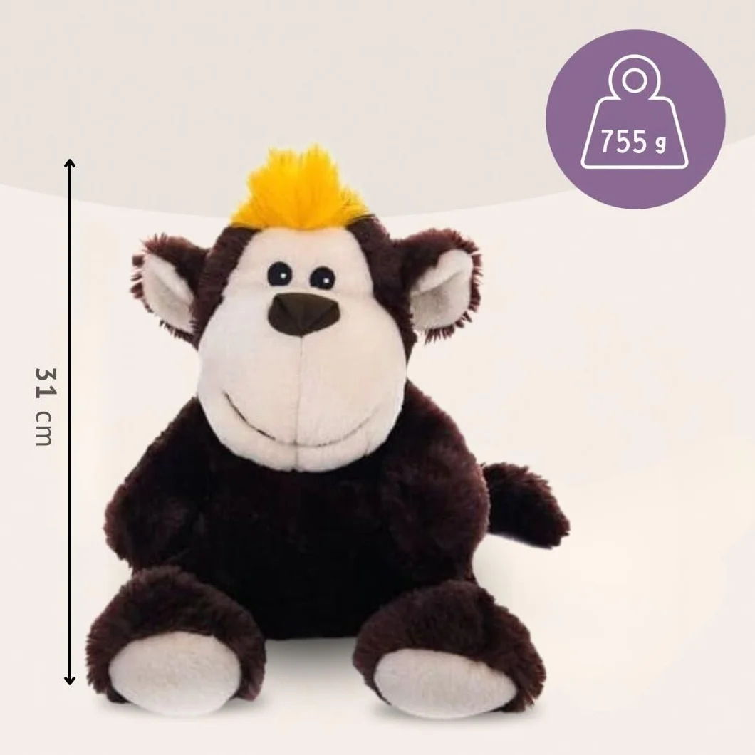 Habibi Plush Cuscino termico per bambini e adulti – 1835 scimpanzé e scimmia con riempimento di miglio, peluche termico per riscaldare nel forno a microonde e forno, ideale anche per bambini