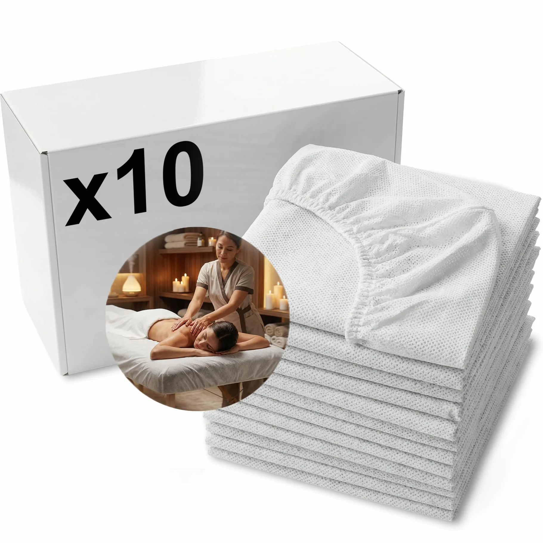 KMINA Copri Lettino Regolabile 85x210 cm Bianco Tessuto Non Tessuto Idrofobo per Lettino da Massaggio