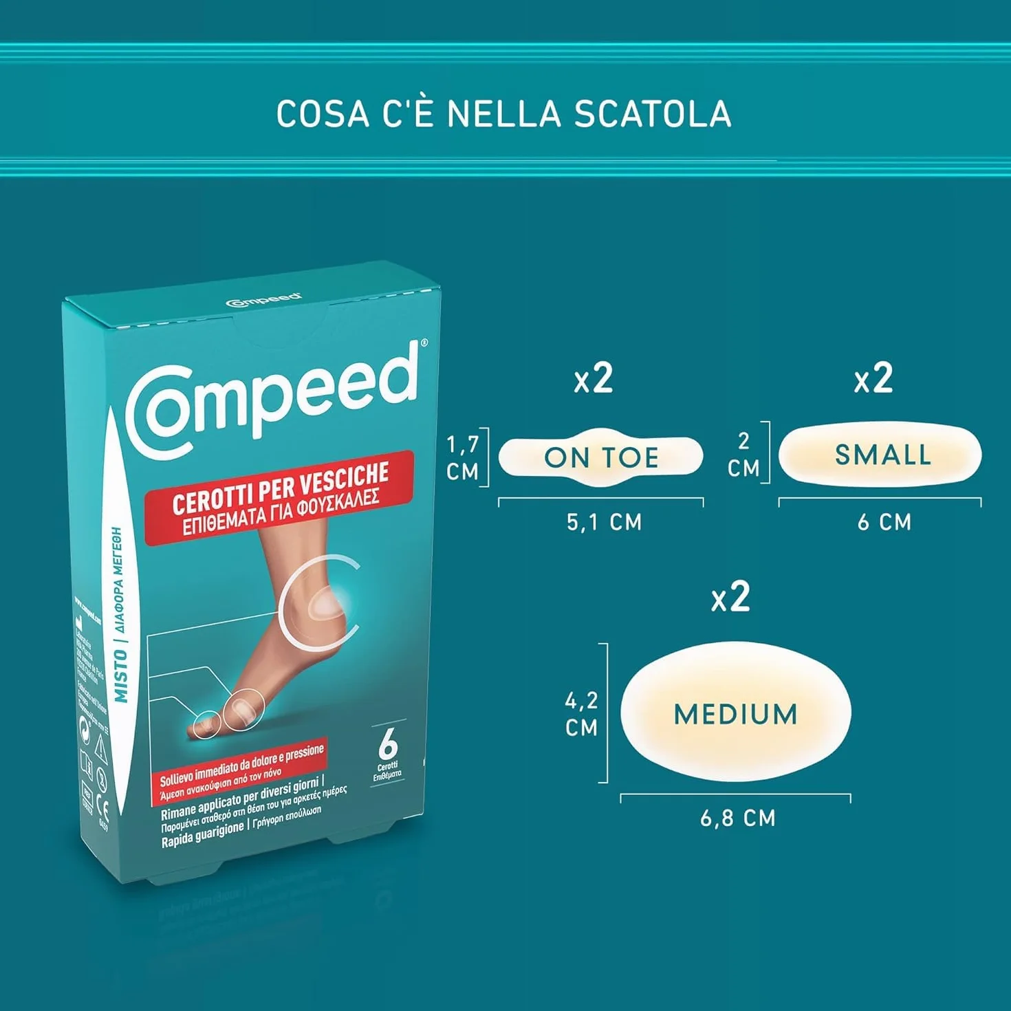 COMPEED Cerotti per vesciche resistenti all'acqua lunga durata - Pack misto 6 pezzi