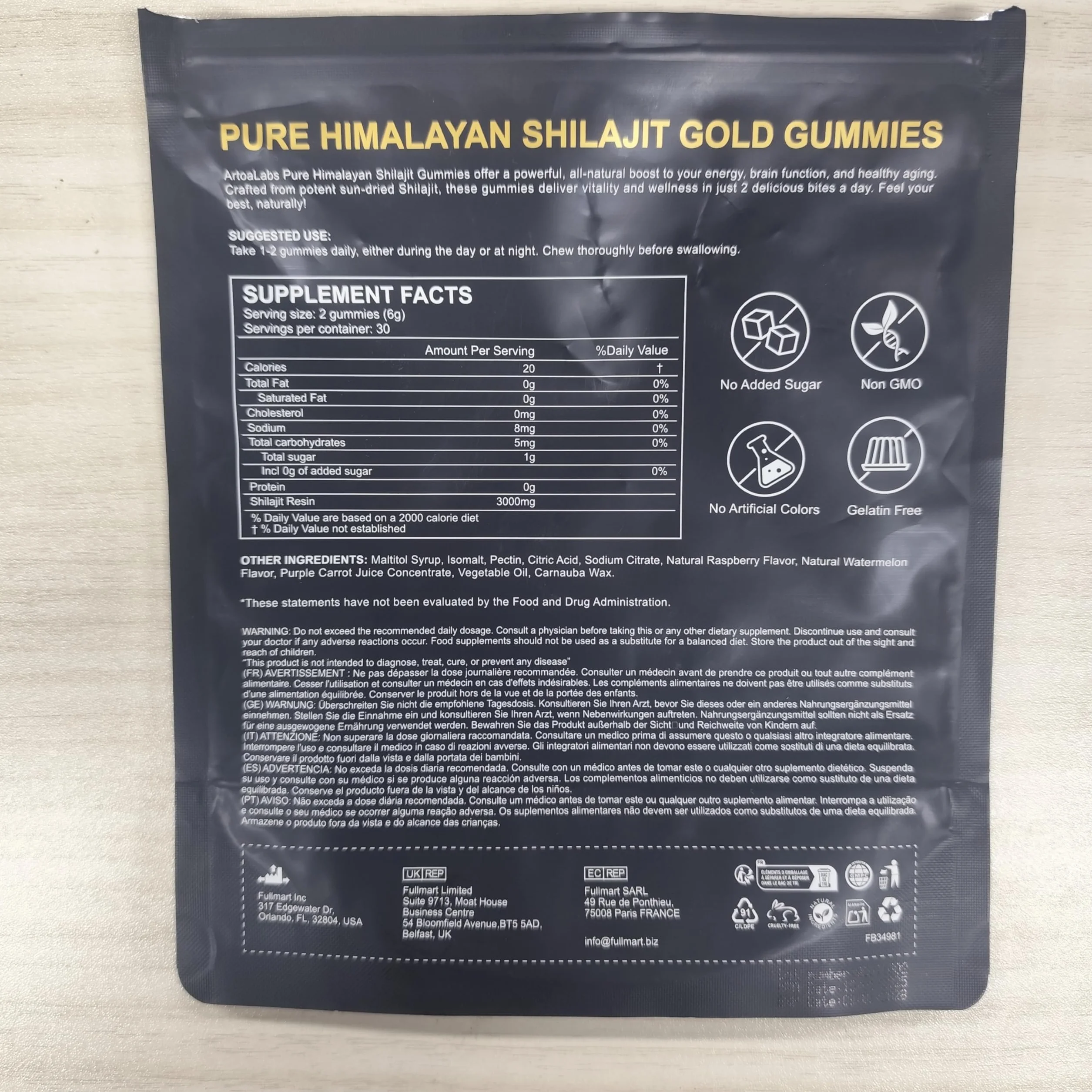 Shilajit - Orsetti gommosi 3000 mg, puro Himalaya Shilajit oro, oltre 85 oligoelementi, supporta il livello di energia, il sistema immunitario (1)