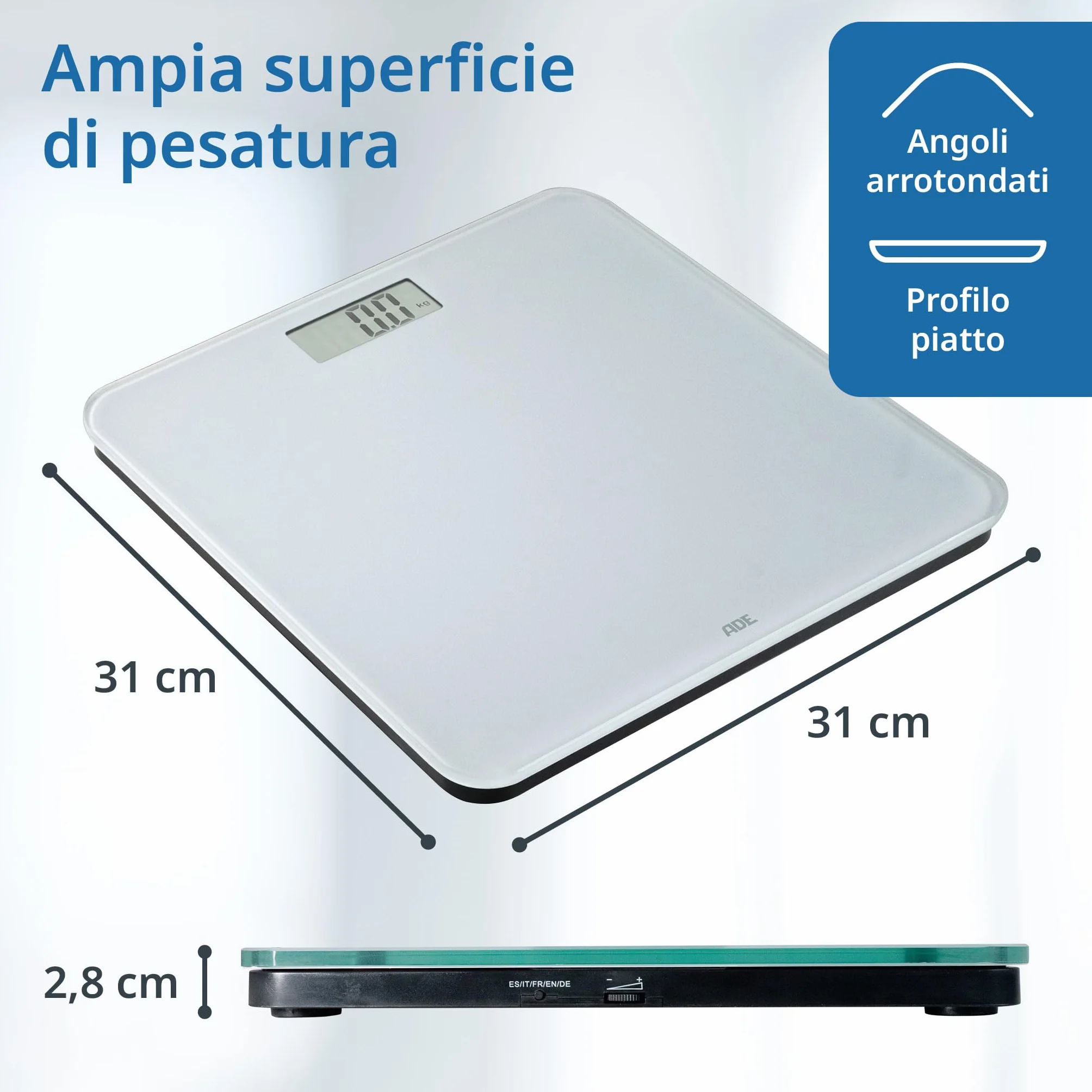 ADE Bilancia pesapersone digitale parlante 250 kg bianca