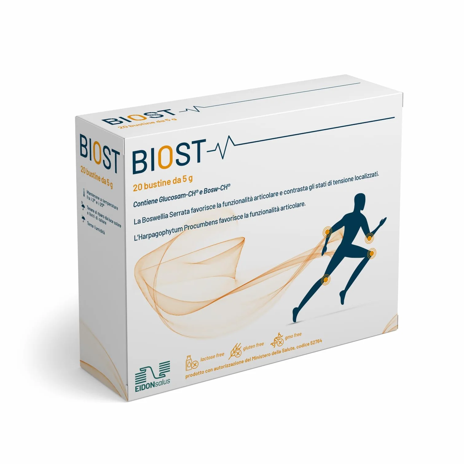 BIOST Integratore di Glucosamina a Rapido Assorbimento - Articolazioni Fluide e Libere - Cura Infiammazioni e Traumi - Rigenerazione Cartilaginea - Anti-Edema - 20 Bustine da 5 Grammi
