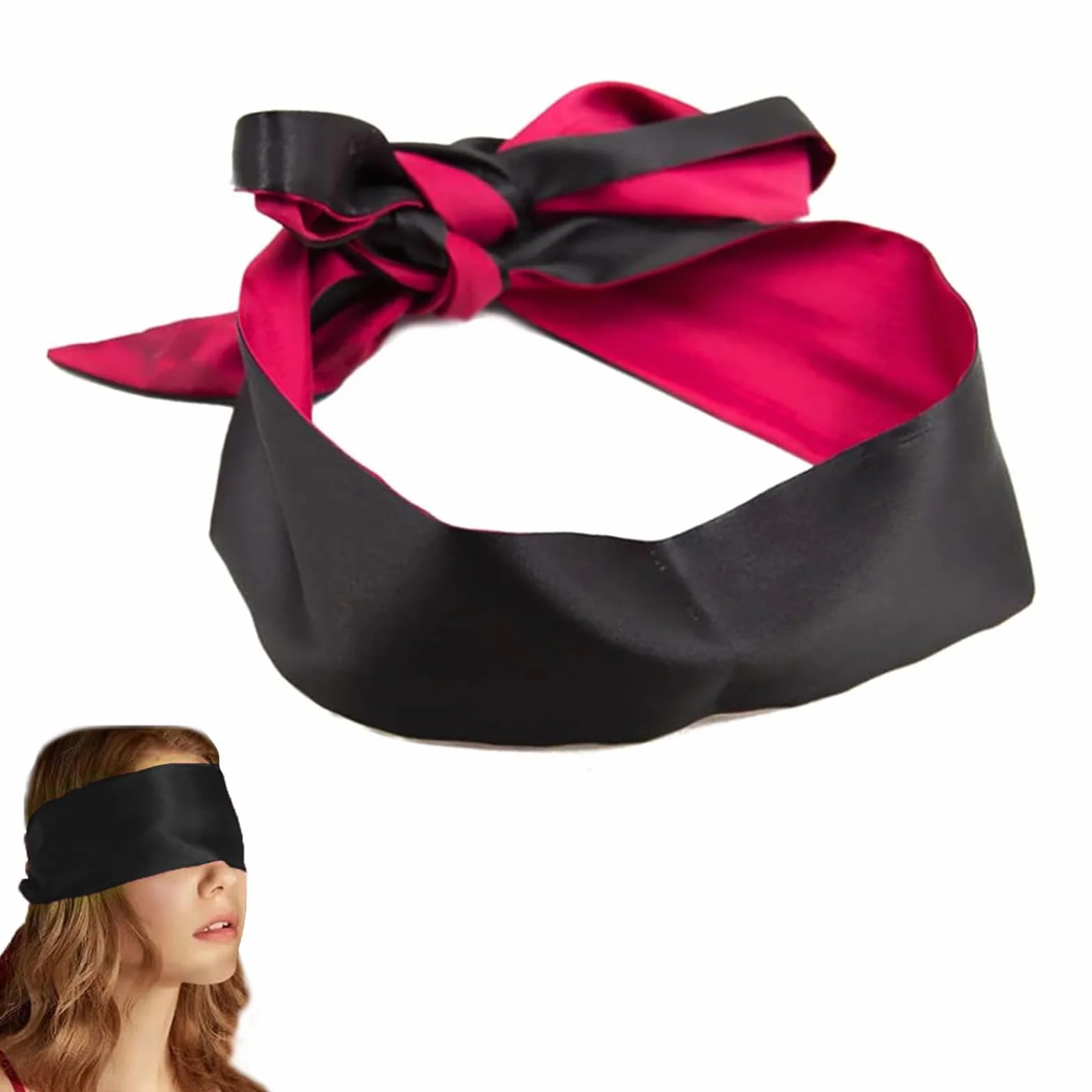 Maschera per Occhi in Raso, Maschera di Sonno, Benda Sexy, Benda per Dormire, Occhi Bendati, Maschera Degli Occhi di Raso Nero Rosso Cravatta Bendato per Dormire per Amanti Delle Coppie