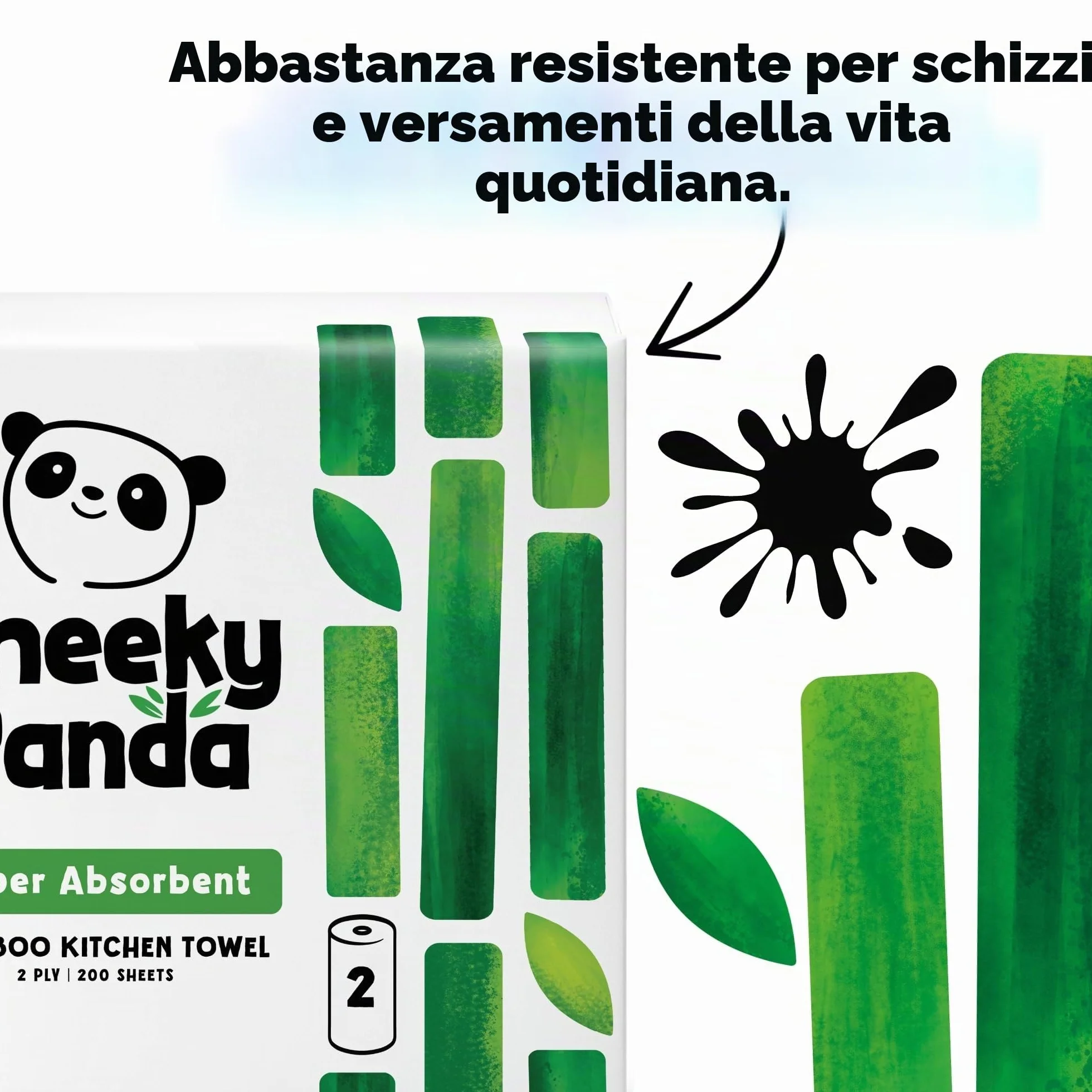 The Cheeky Panda Carta Cucina in Bambù 10 Rotoli Carta Asciugatutto 1000 Fogli Assorbenti 2 Veli