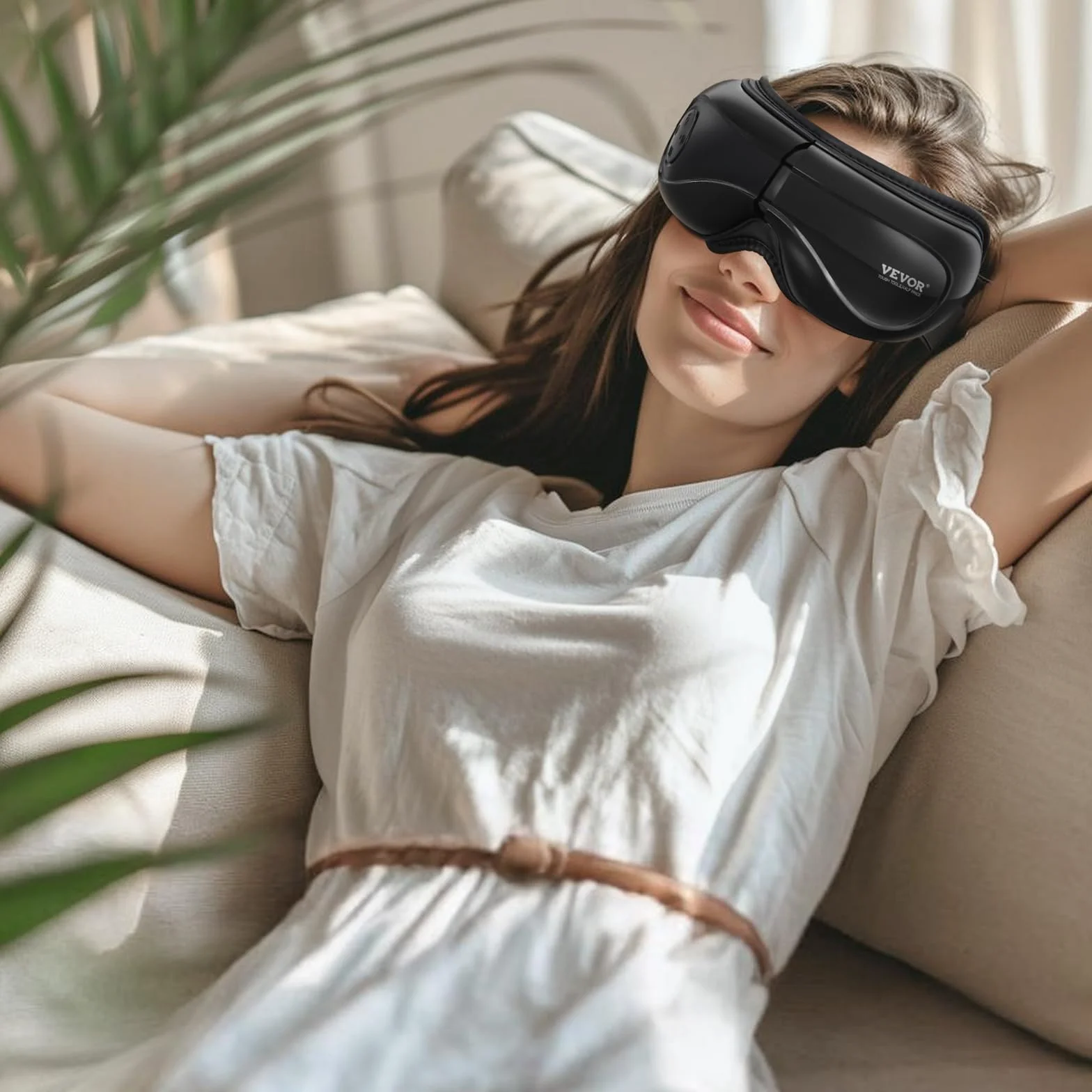 VEVOR Massaggiatore per occhi con calore, maschera massaggio oculare 5 modalità musica Bluetooth pieghevole 180°